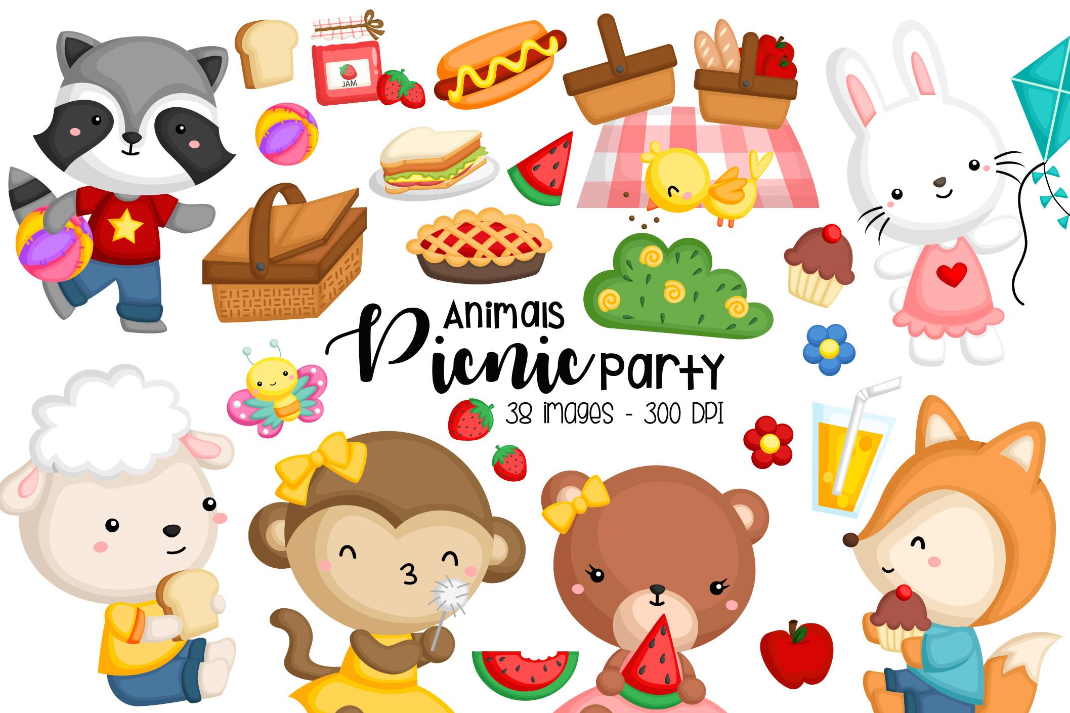 Animal Having Picnic Clipart - Cute Anim