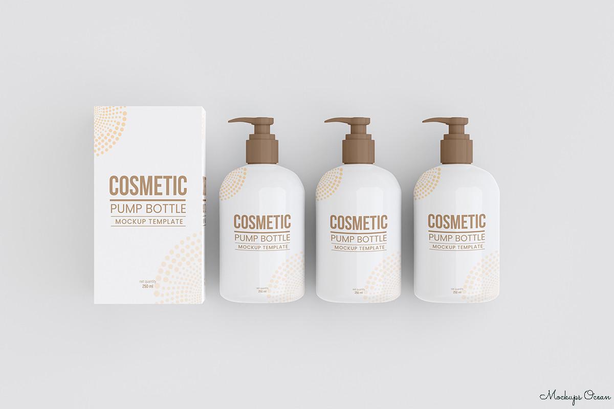 Cosmetic Pump Bottle Box Mockup