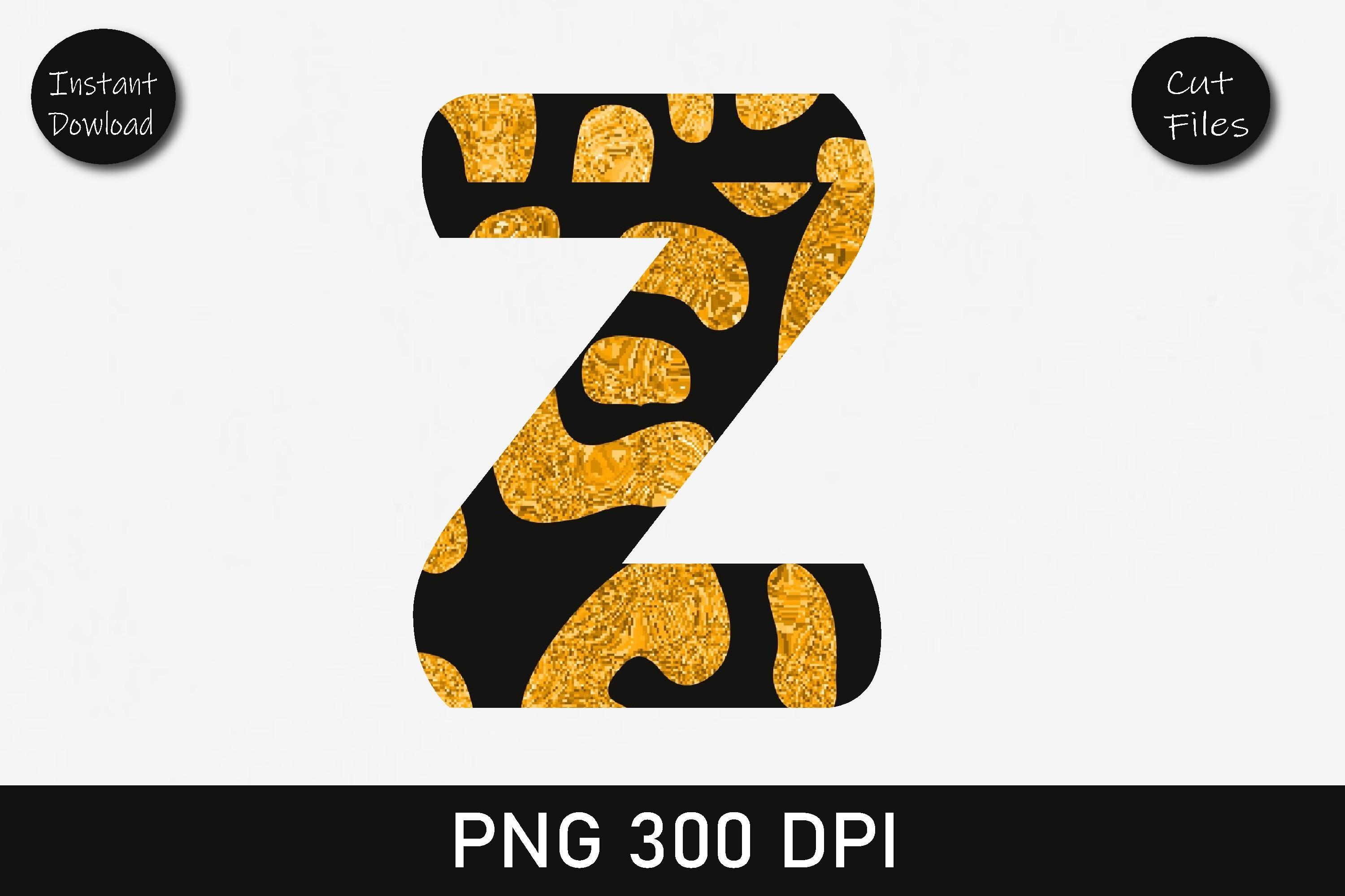 Orange Glitter Leopard Alphabet Z
