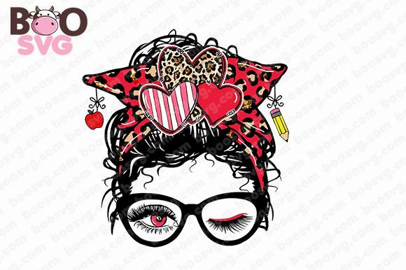 Valentine Day Teacher Messy Bun