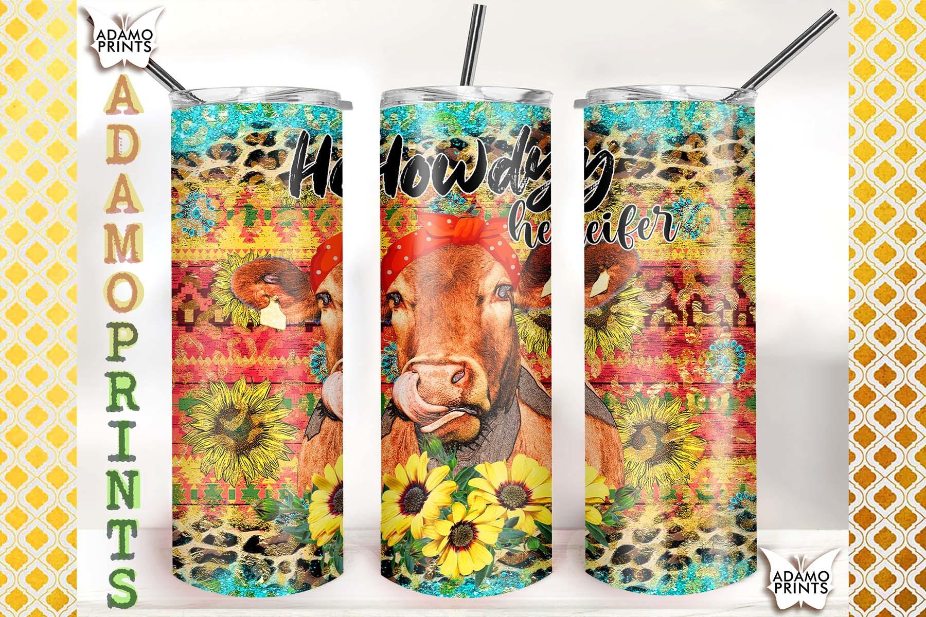 Cowhide Sunflower Howdy Heifer 20oz