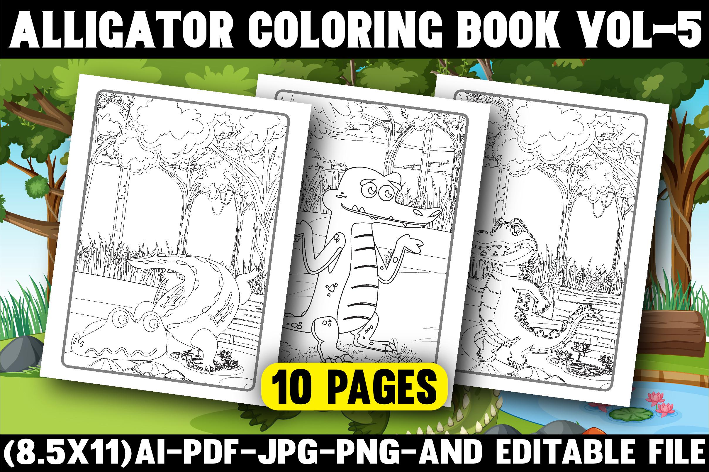 Alligator Coloring Pages for Kids VoL-5