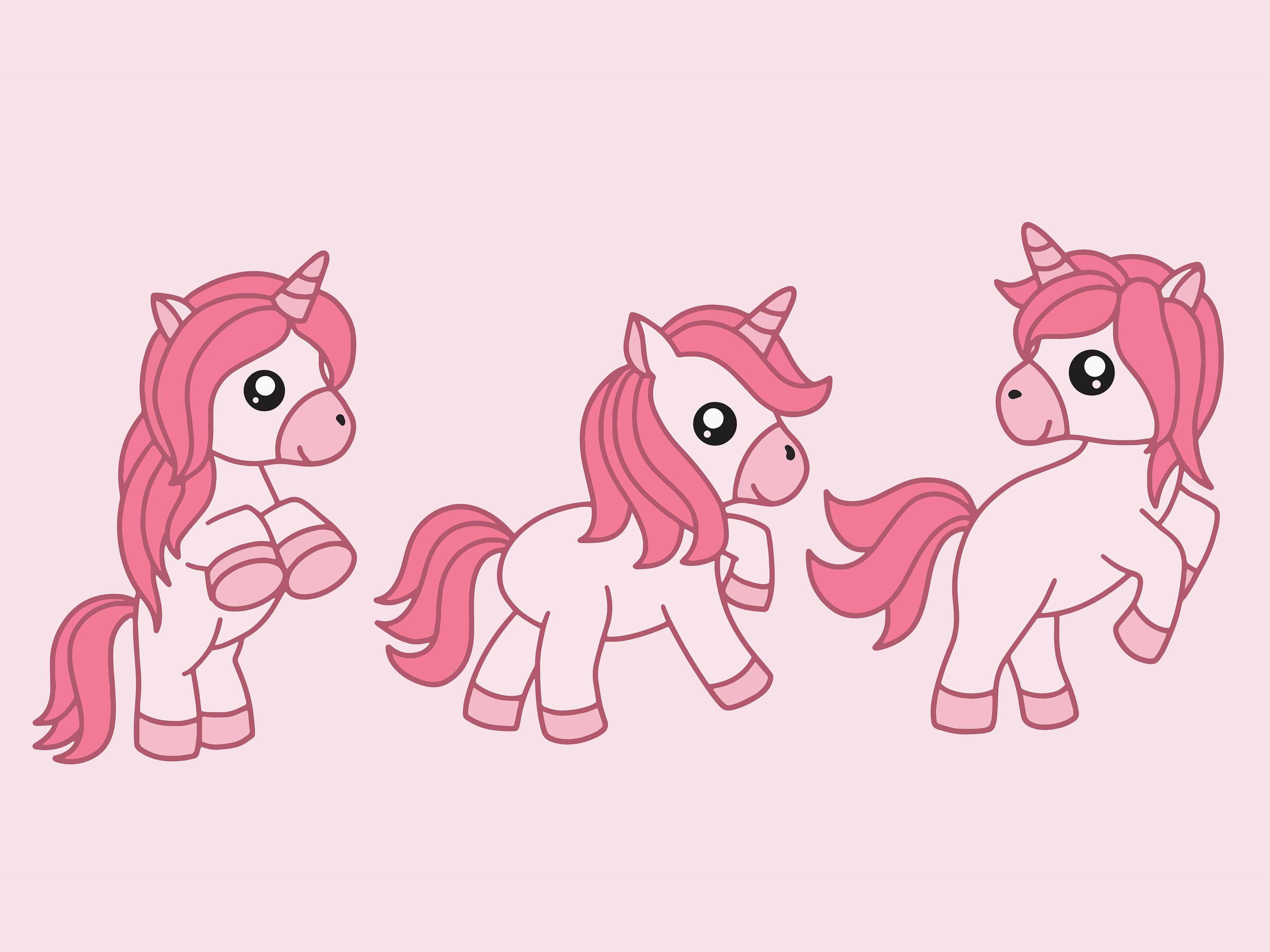 Set Cute Animal Unicorn Love Cartoon