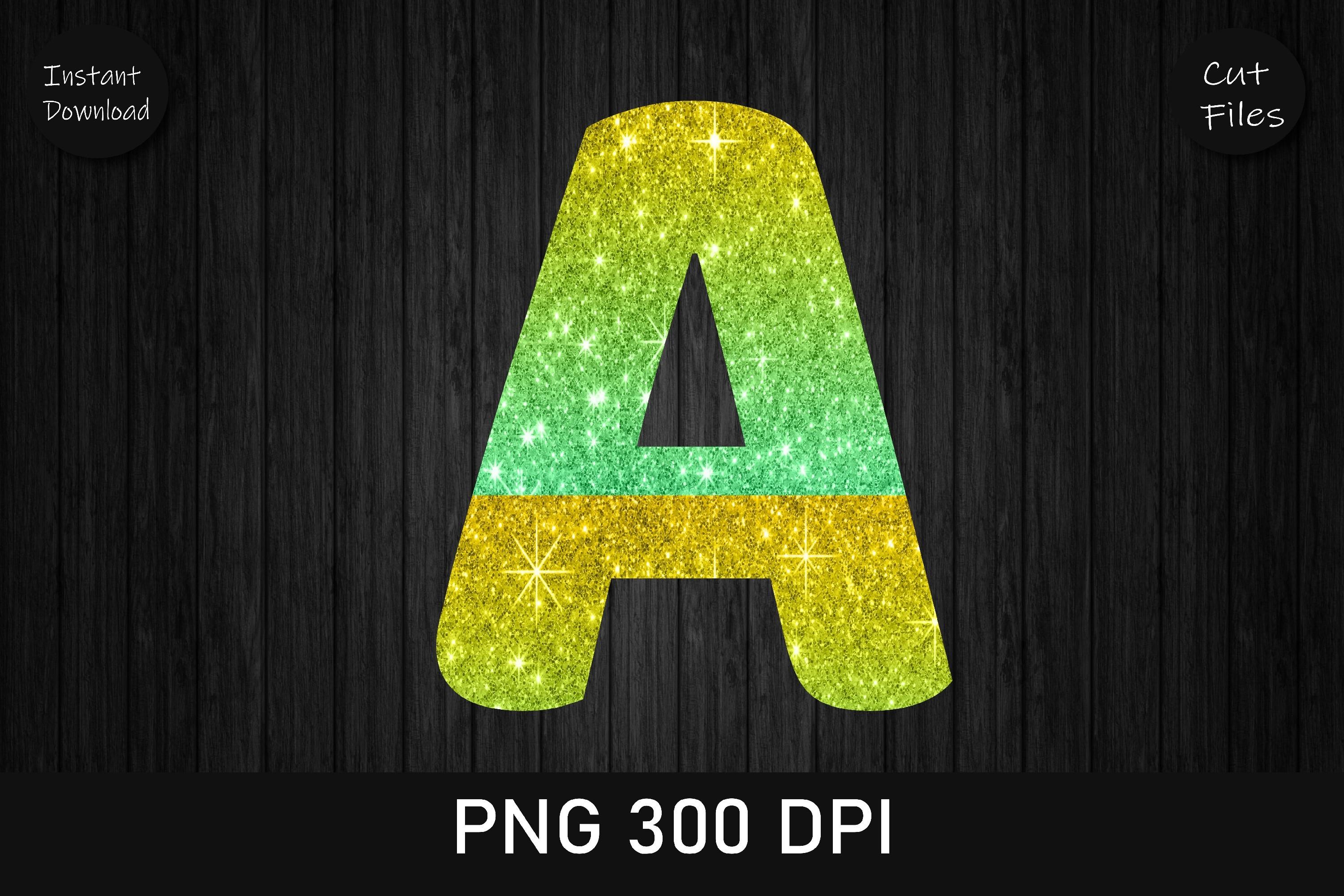 Gold and Green Glitter Leopard Letter a