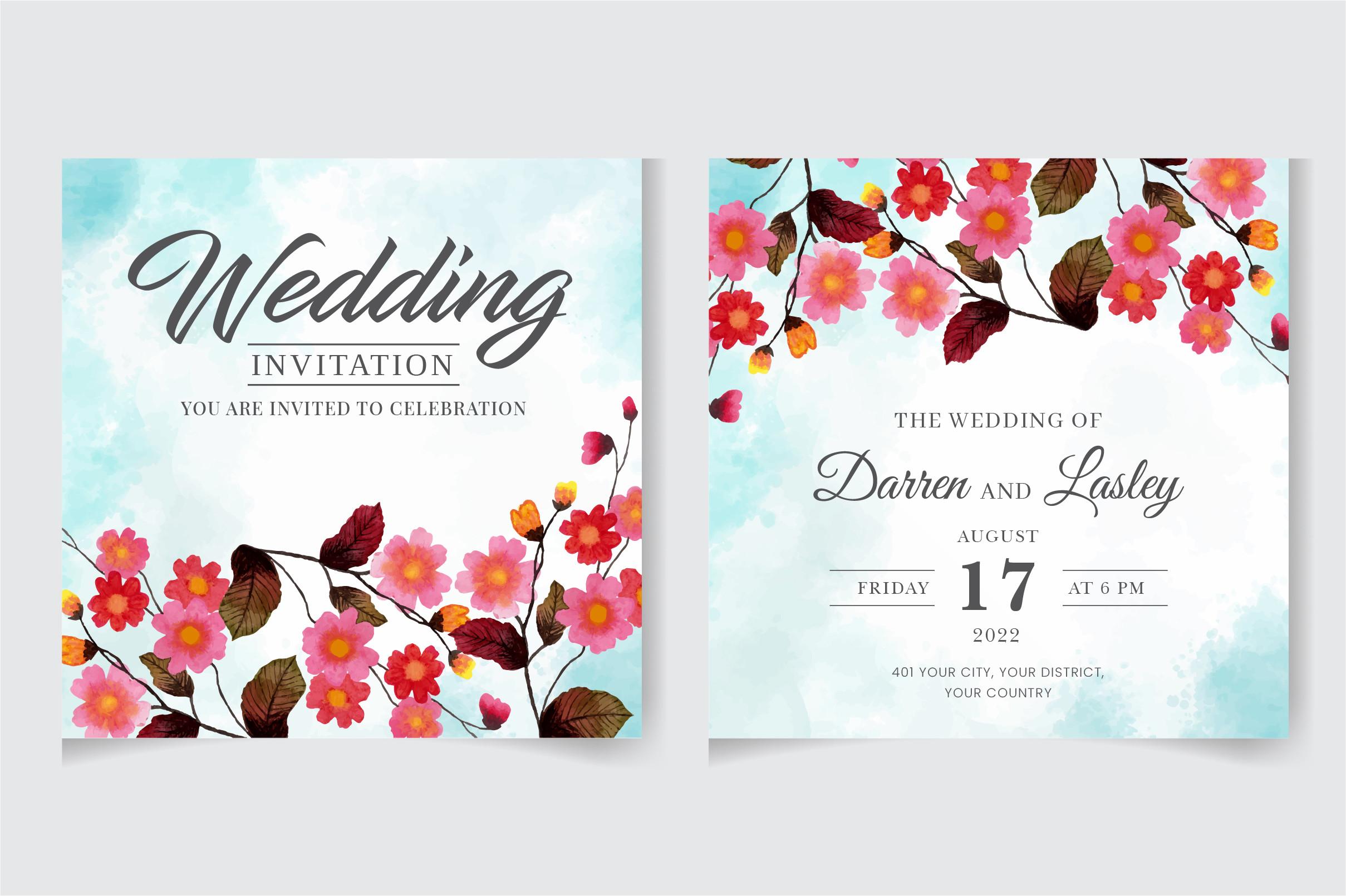 Watercolor Invitation Card Template 02