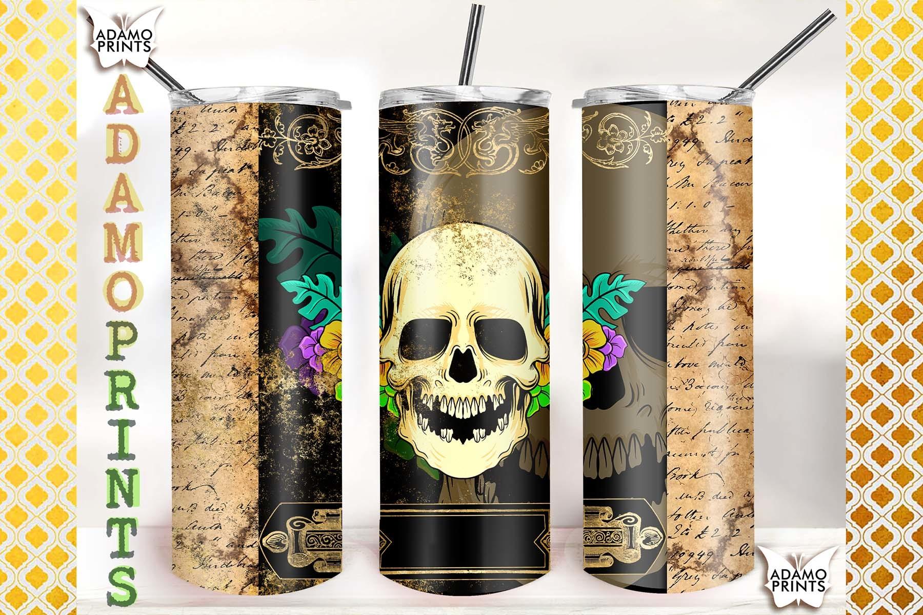 Skull Floral Shadow Book Spell 20oz