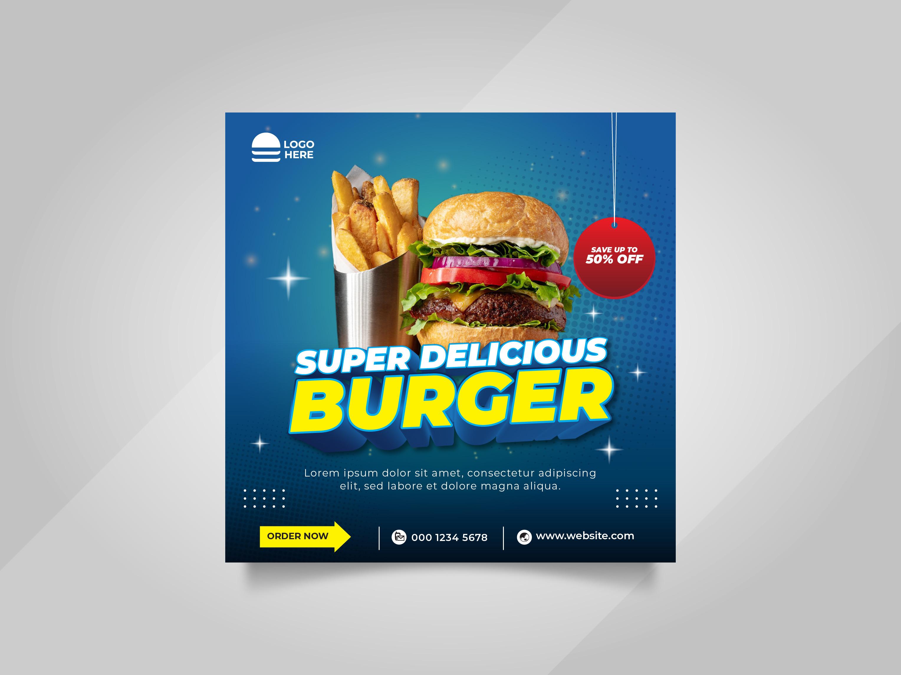 Food Burger Social Media Instagram Post