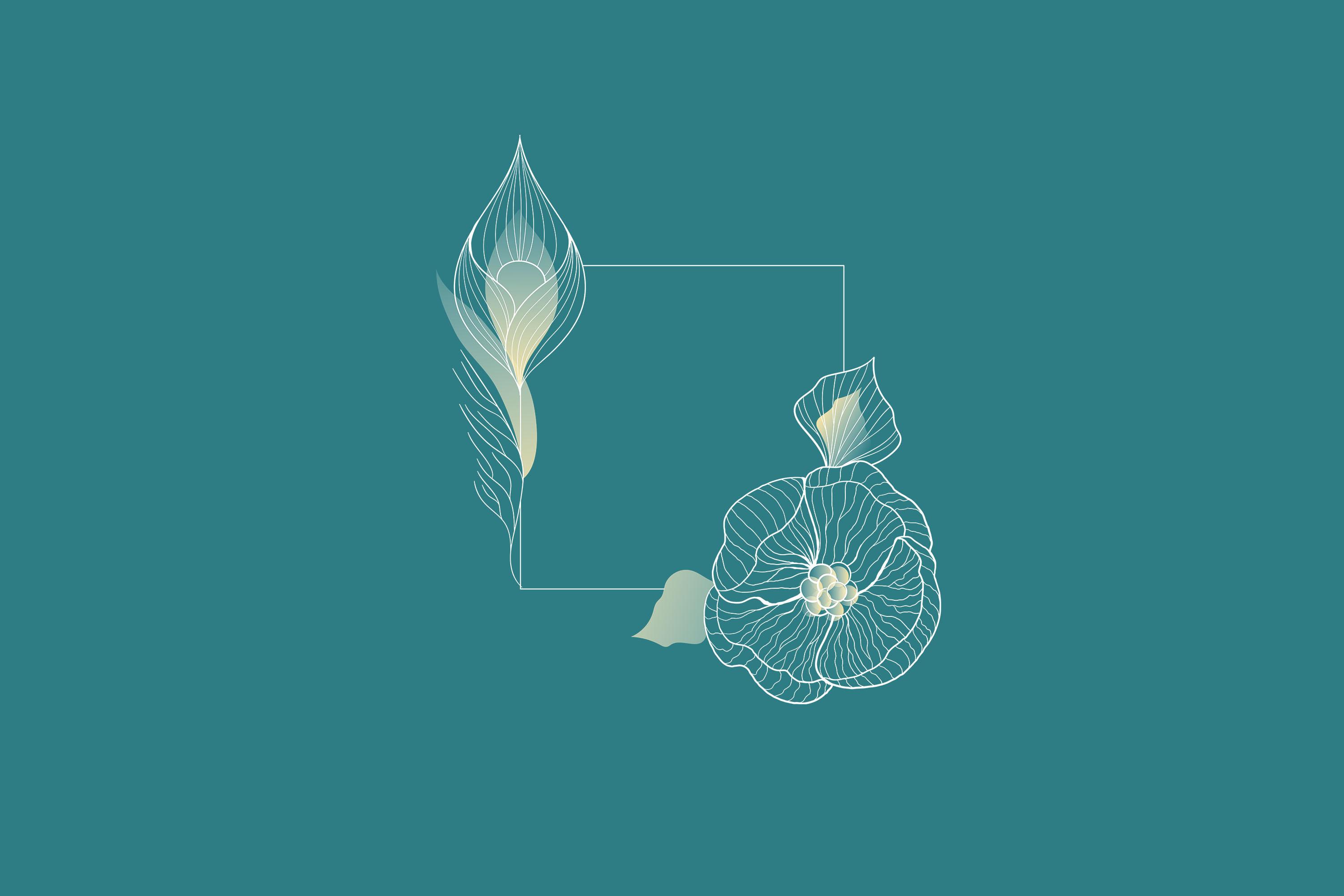 Square Floral Frame with Vector Elements