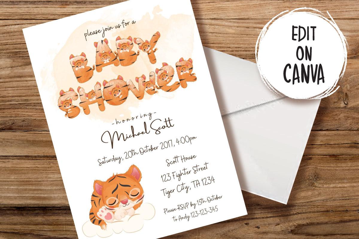 Baby Shower Invitation, Editable, Canva