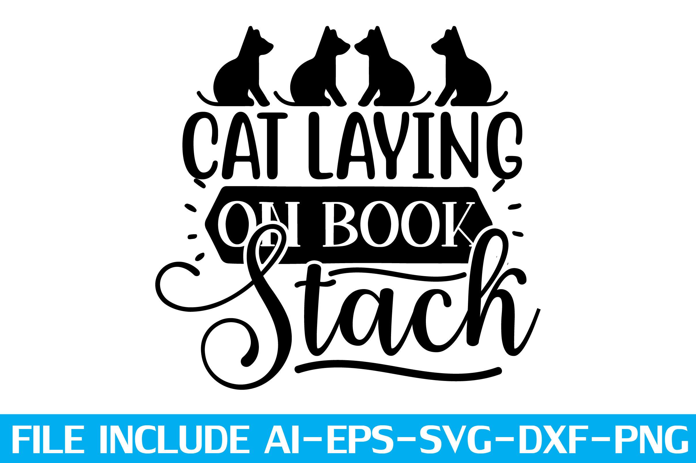 Cat Laying on Book Stack