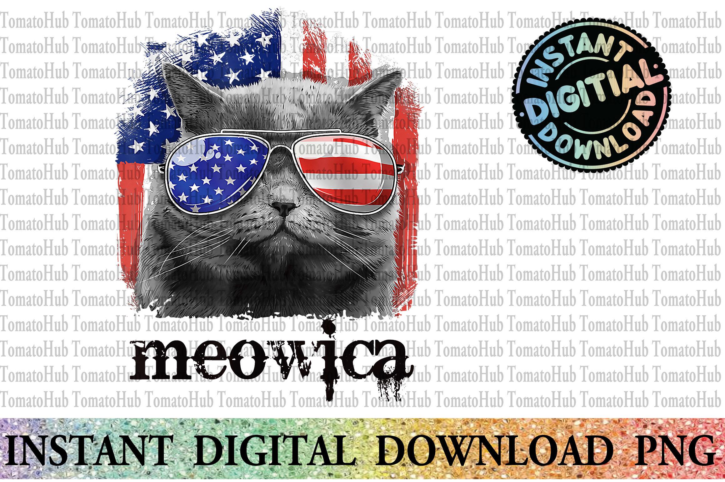 Cat 4th of July Meowica Merica Men  PNG