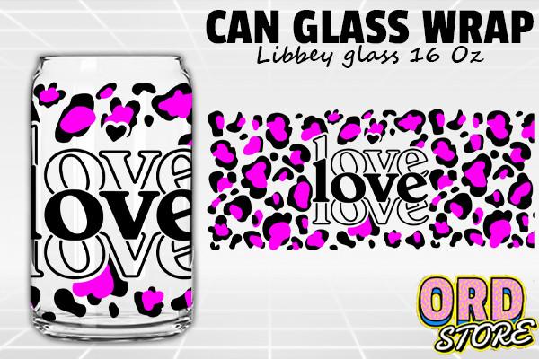 Love Leopard 16 Oz Libbey Glass Wrap