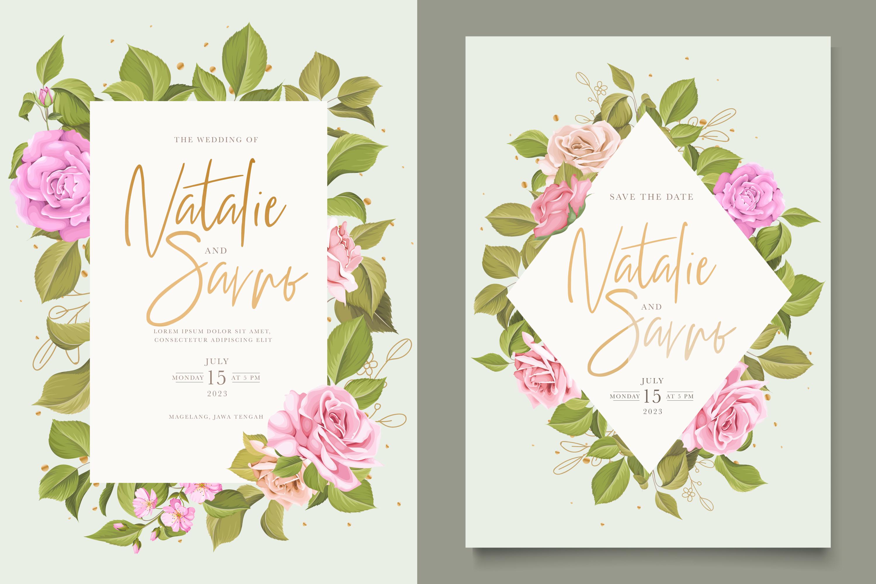 ELEGANT Roses Wedding Card Set