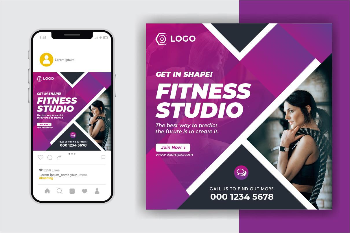 Gym & Fitness Social Media Post Template