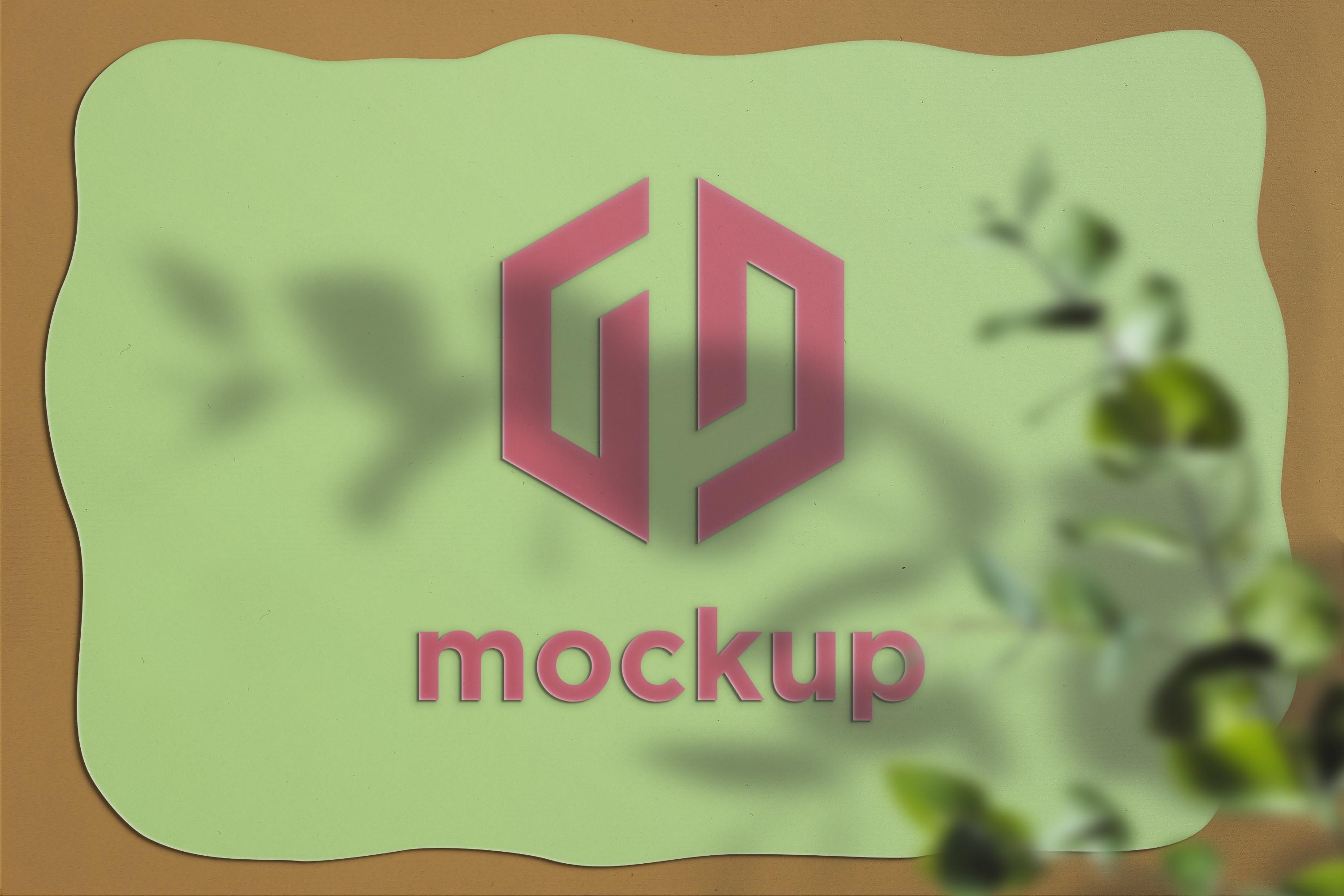 Paper Logo Mockup with Leaves Shadow