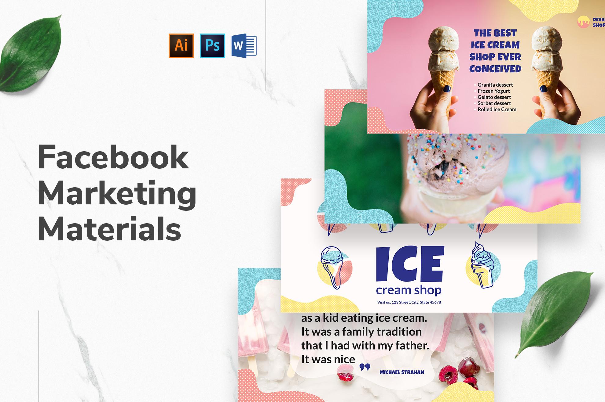 Ice Cream Shop Facebook Templates
