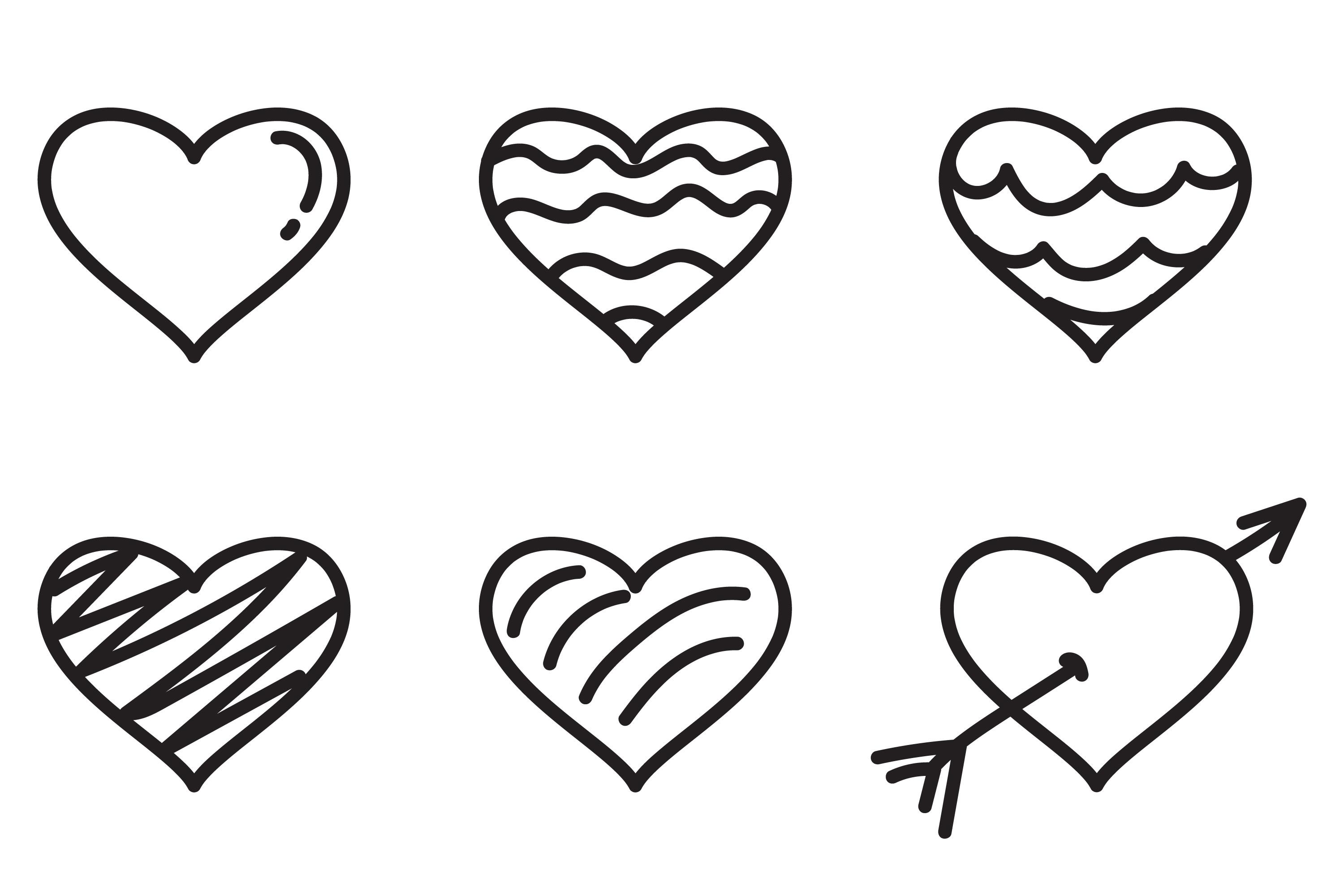 Hand Drawn Heart Icon Collection