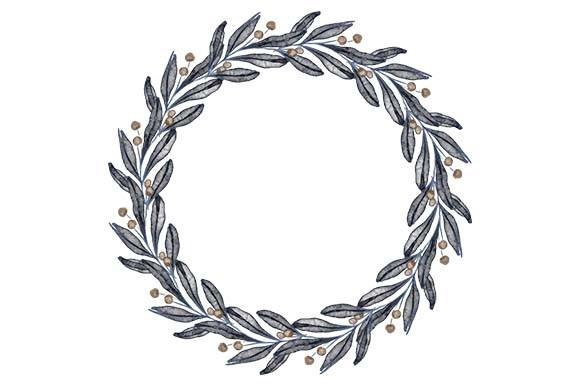 Watercolor Wreath Frame with Leaf Paint