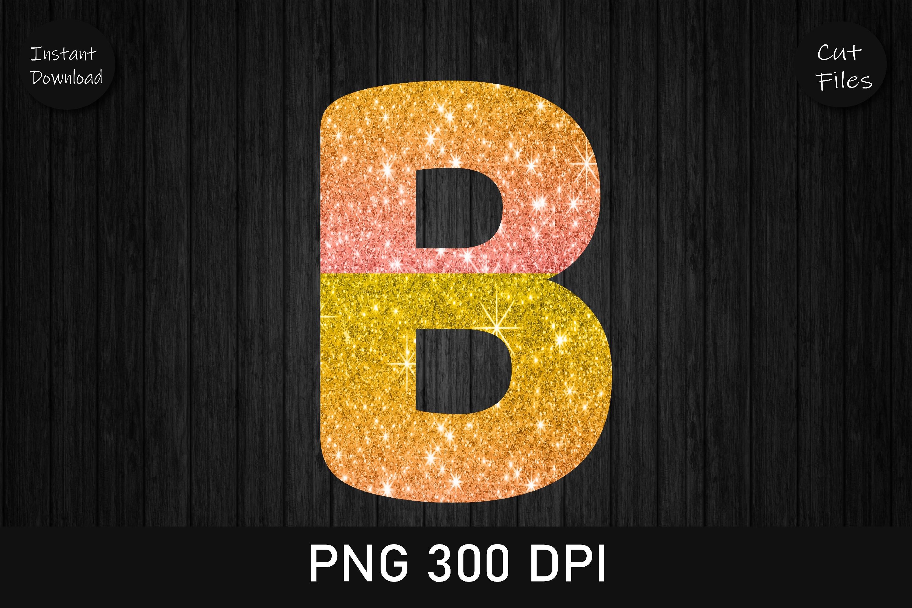 Gold and Coral Glitter Leopard Letter B