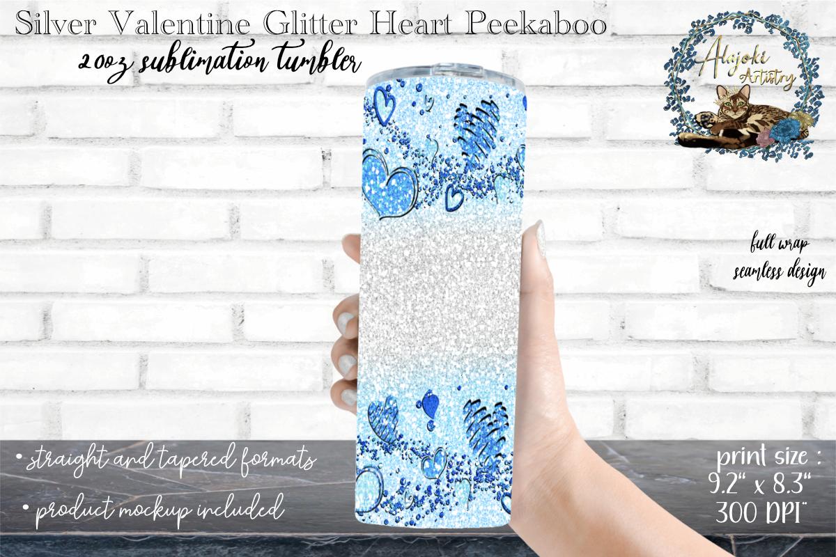 Silver Glitter Heart Tumbler Wrap Design