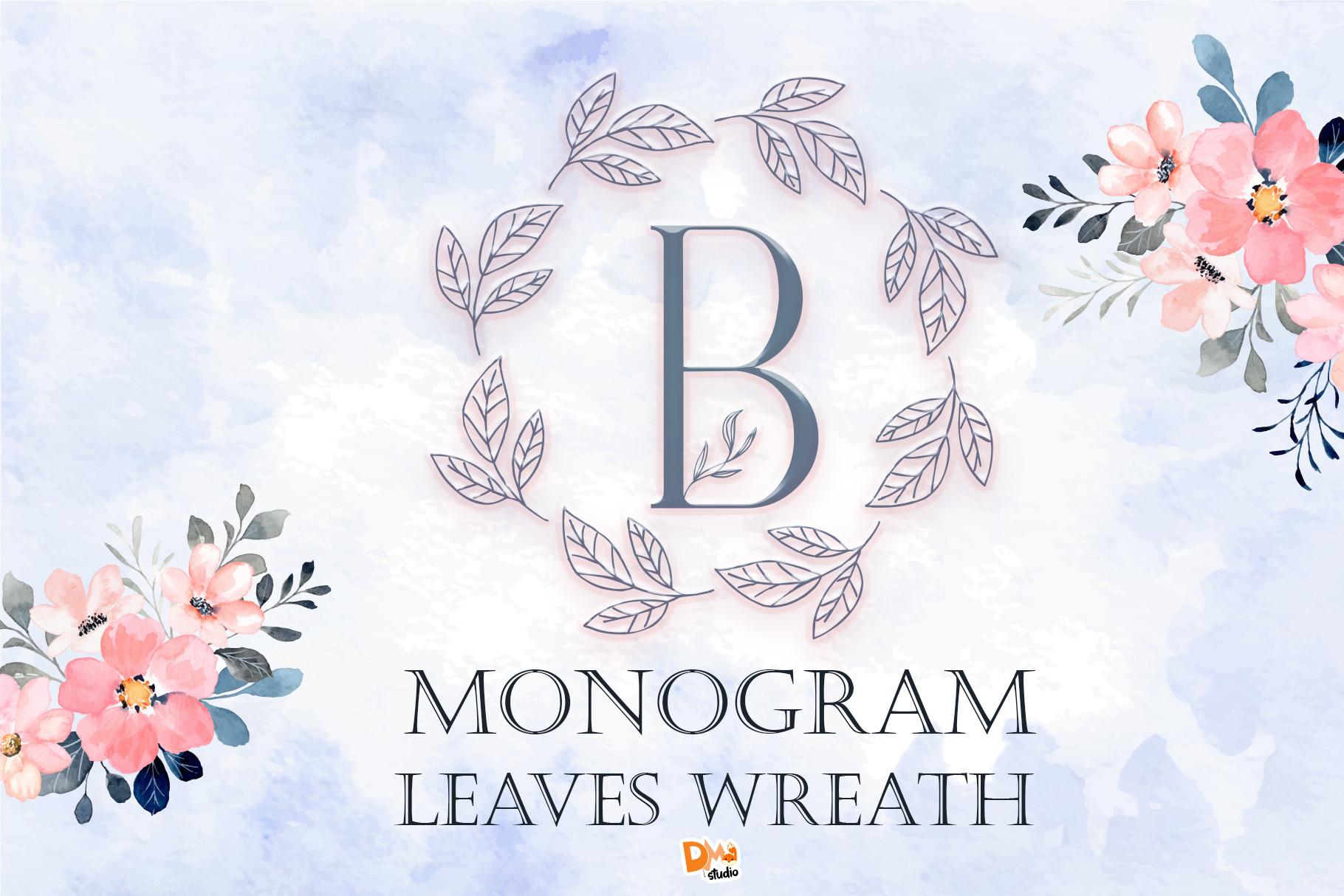 Monogram Leaves Wreath Font