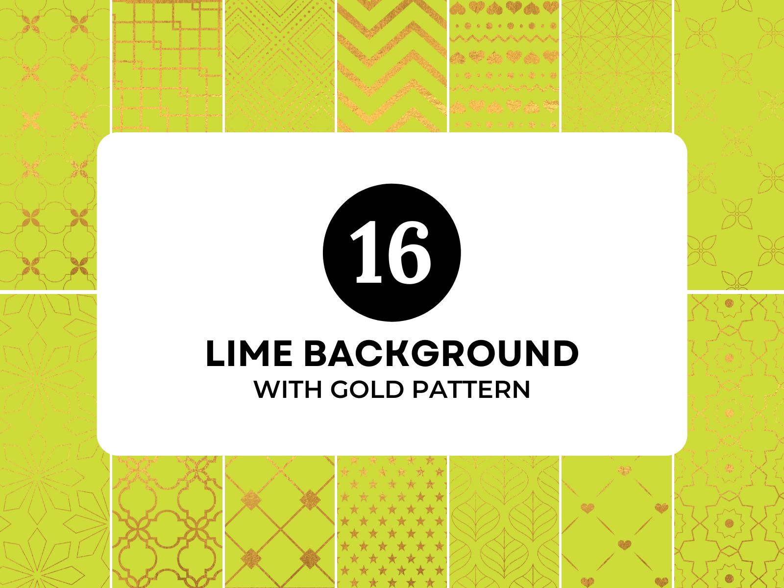 Lime Background with Gold Pattern