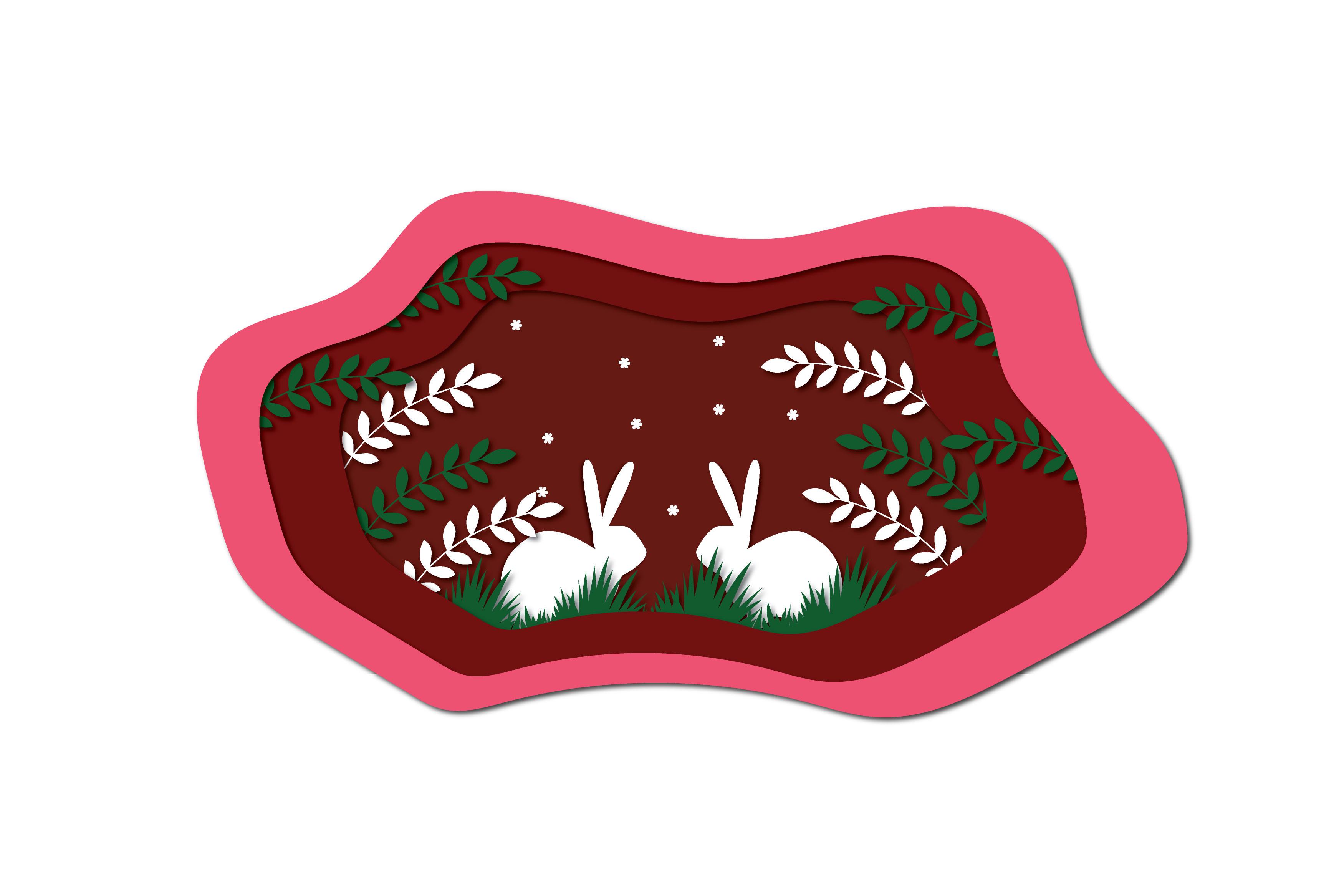 Bunny Papercut Design Svg