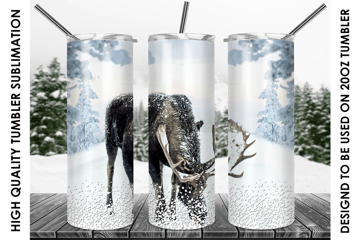 Snow Storm Deer 20oz Skinny Tumbler