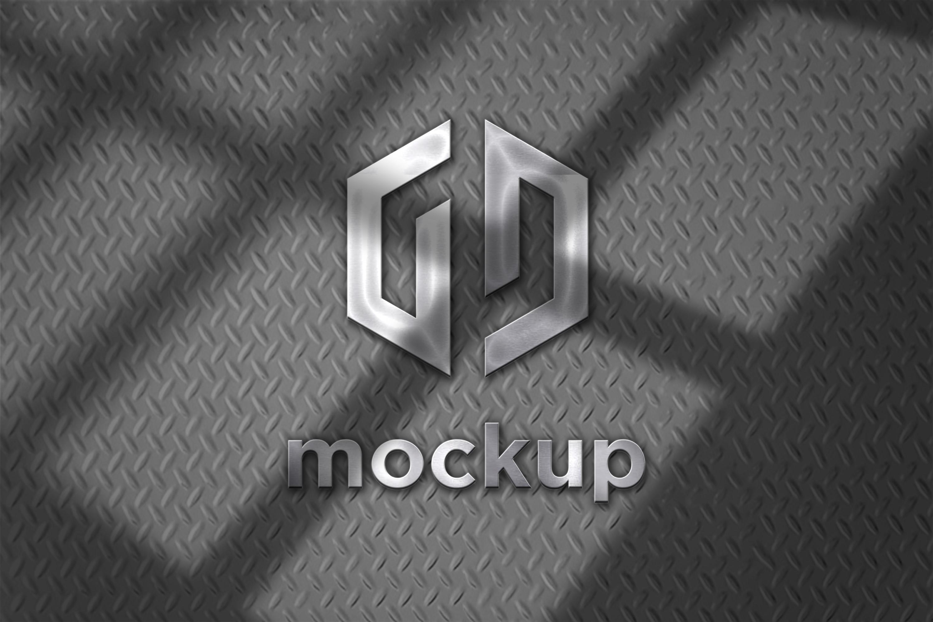 Steel Logo Mockup with Window Shadow