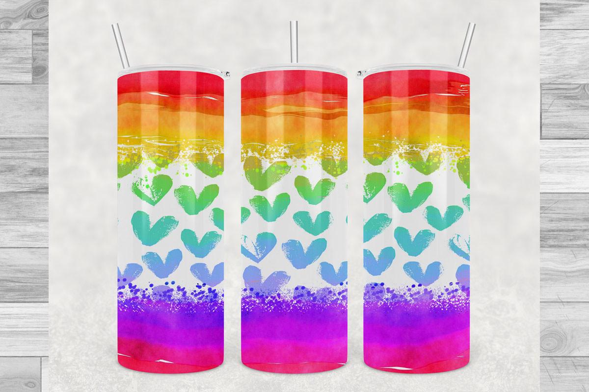 20oz Tumbler Watercolour Heart Pattern