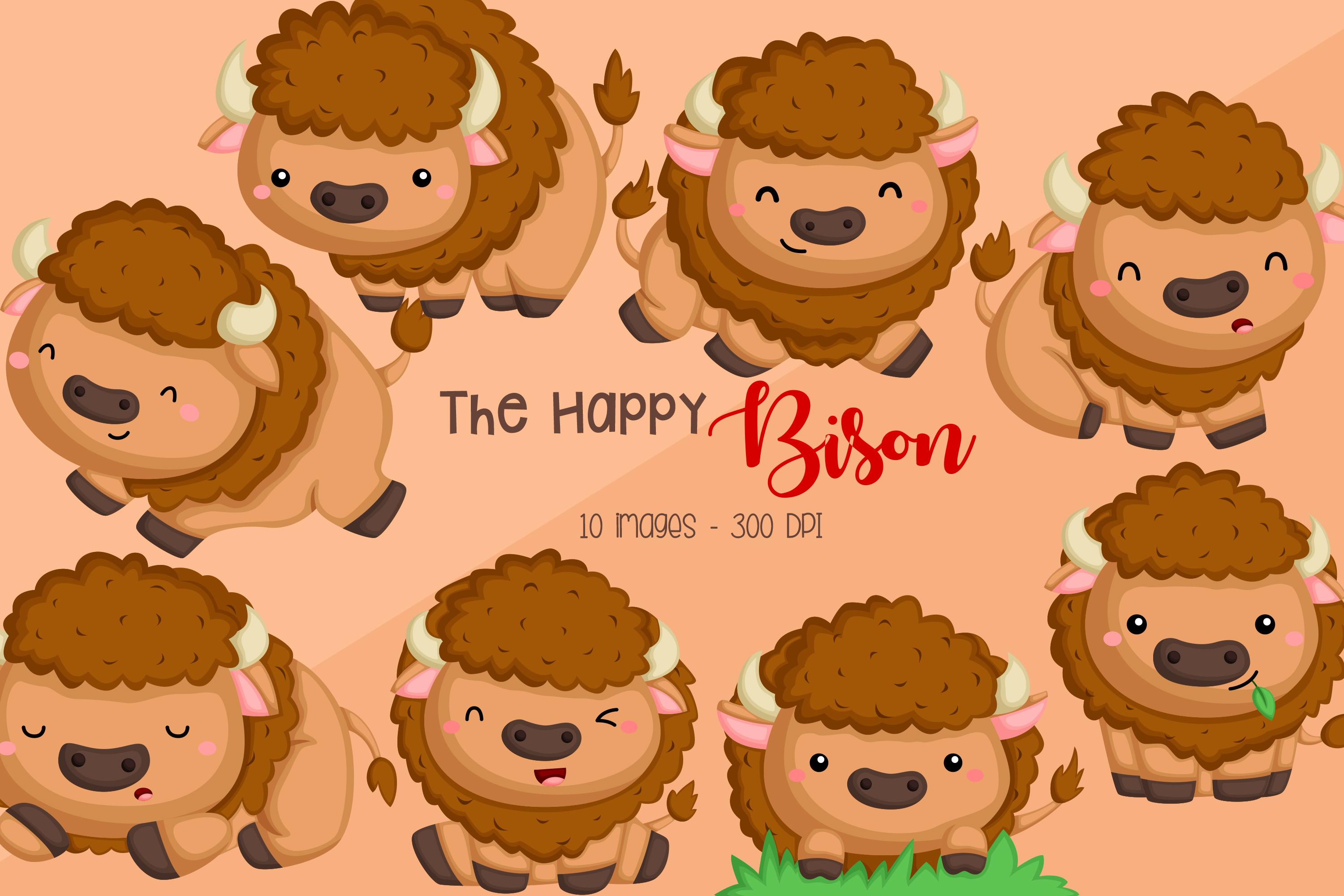 Cute Bison Clipart - Cute Bull Clip Art