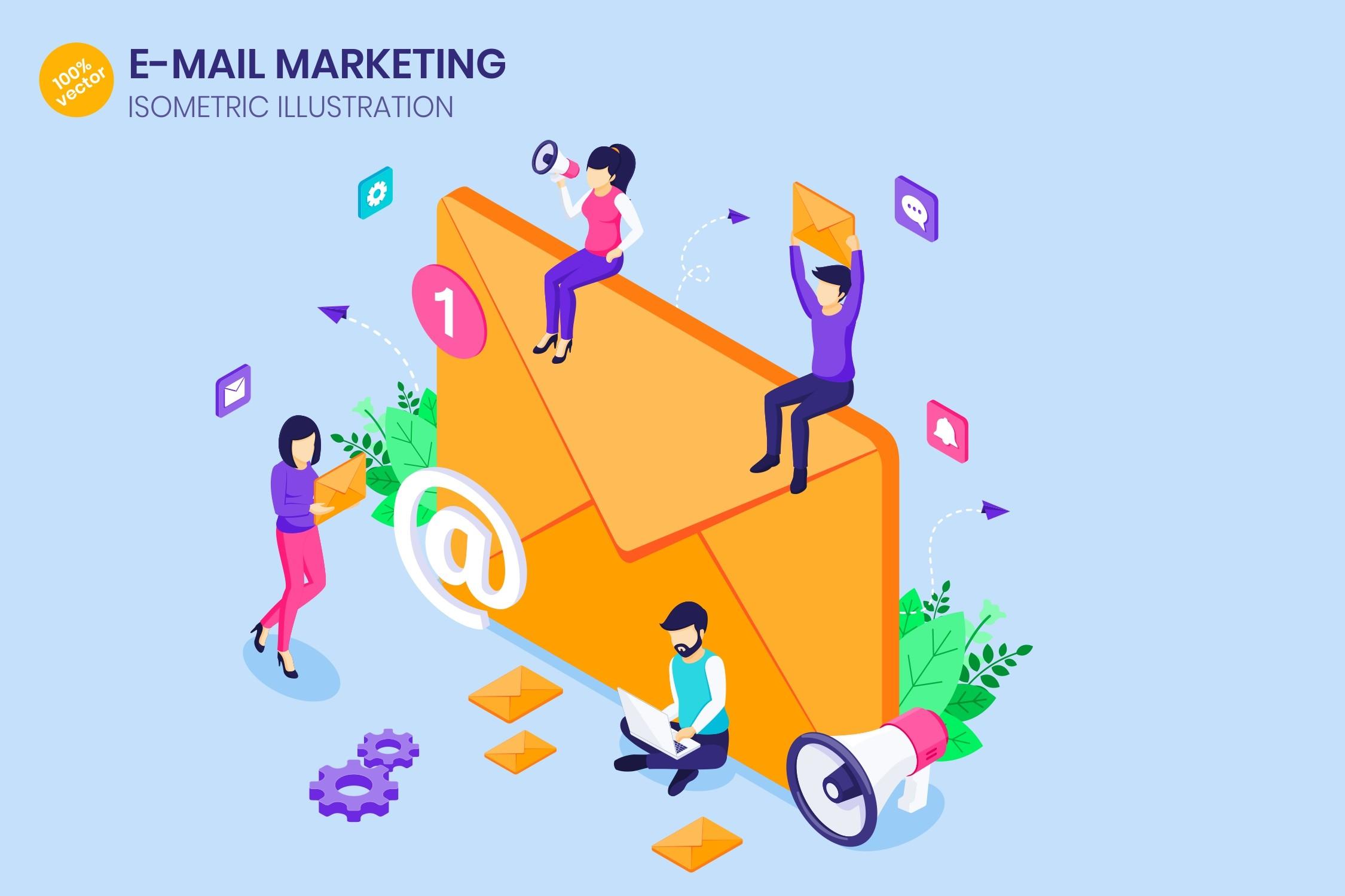 Isometric E-mail Marketing Illustration
