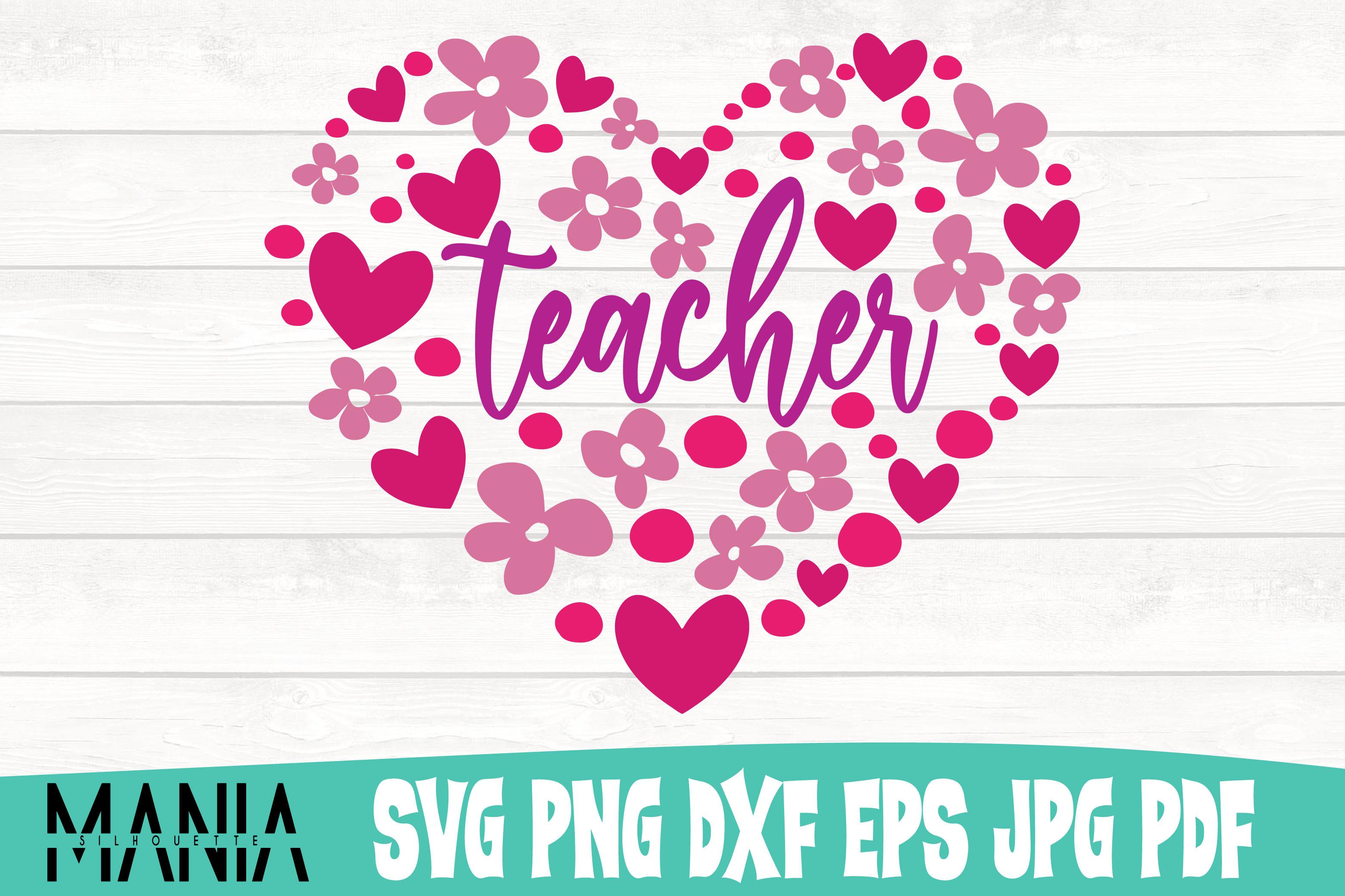 Teacher Heart Svg Cut File Design