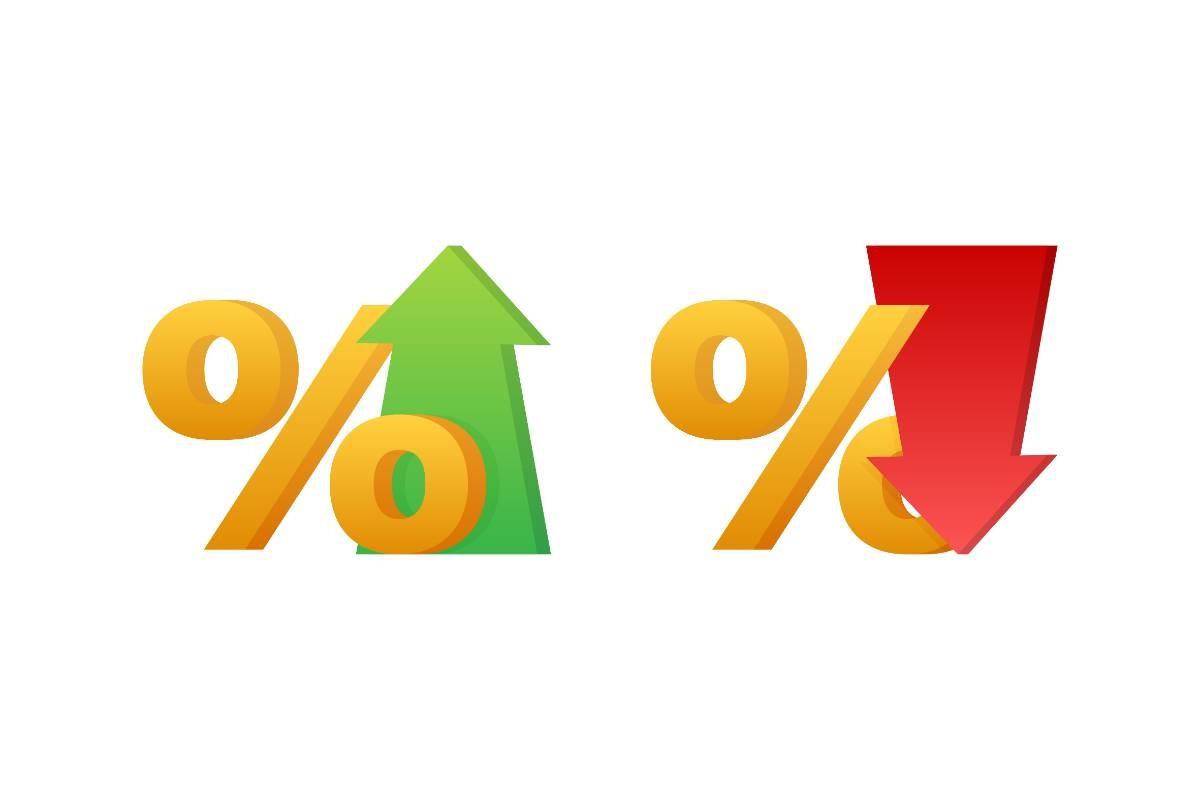 Percentage with Arrow Up and Down. Banki