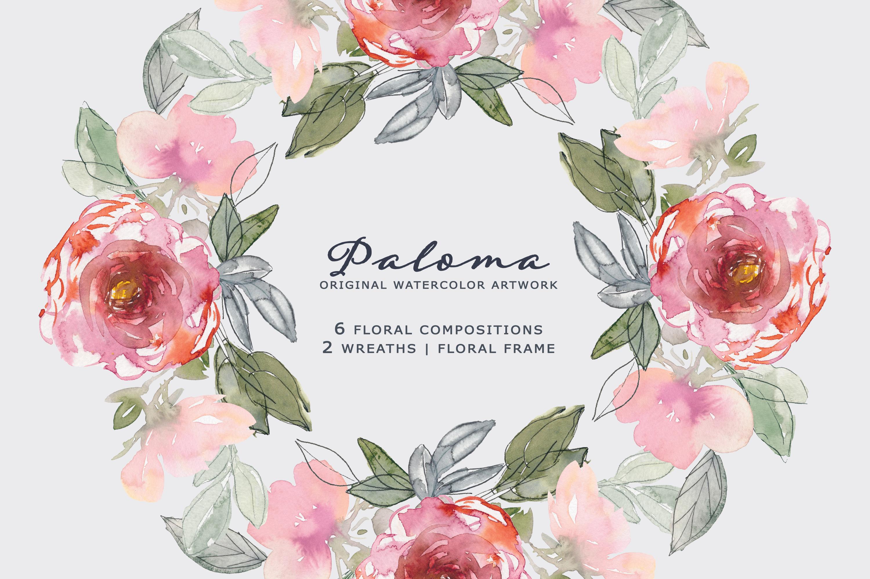 Watercolor Shabby Floral Clipart Set