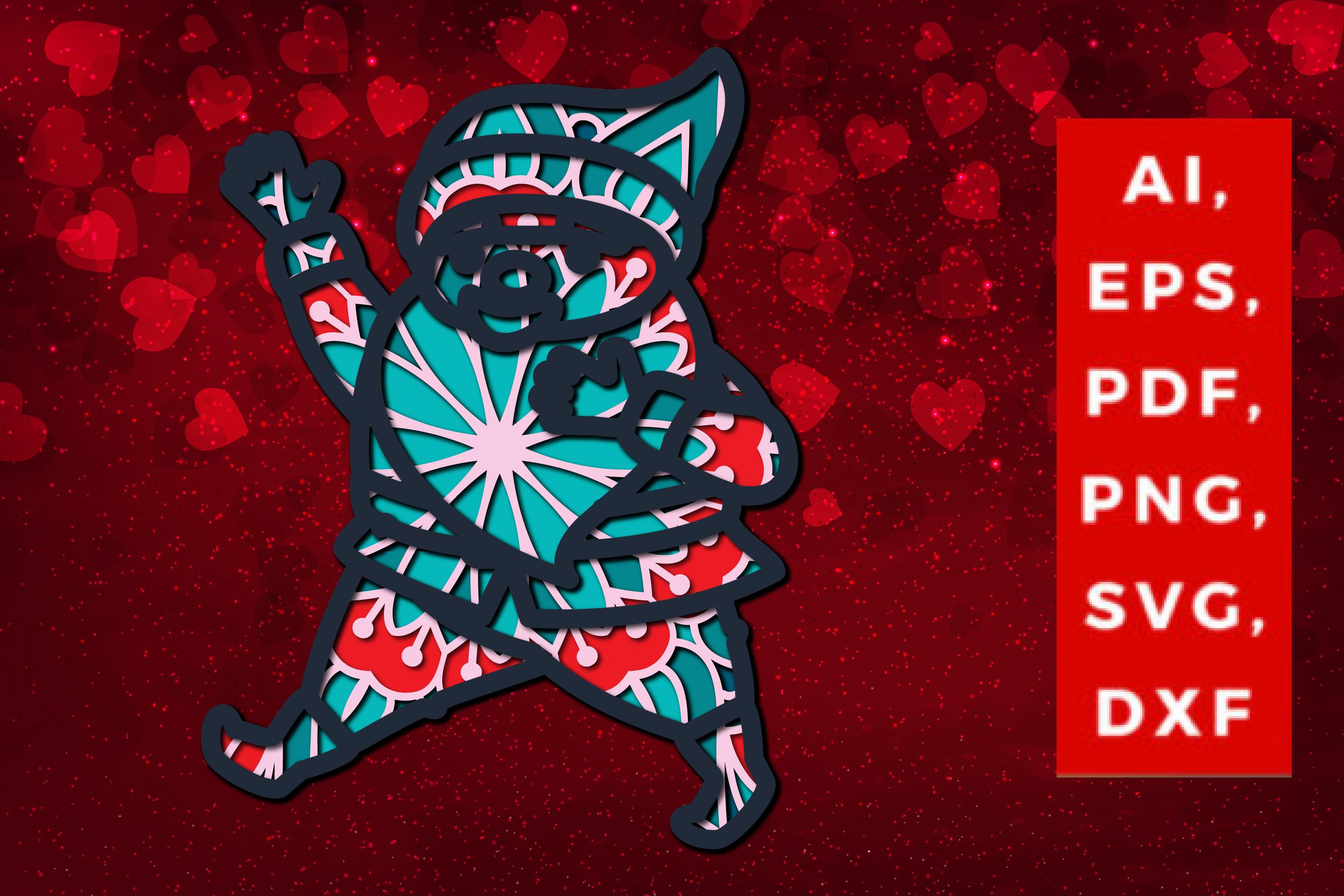 3D Santa Claus Valentine Multi-layer SVG