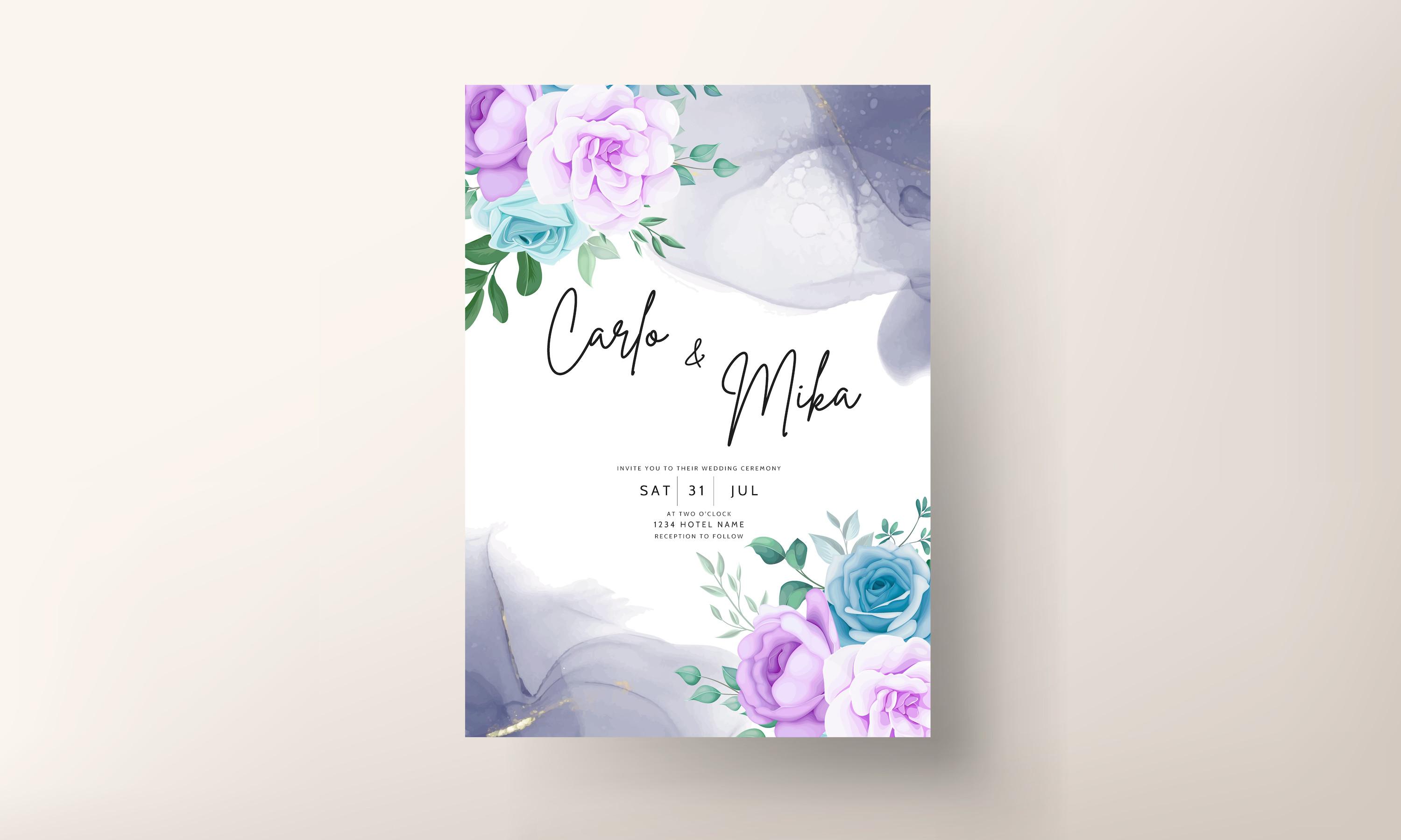 Beautiful Flower and Leaves Invitation