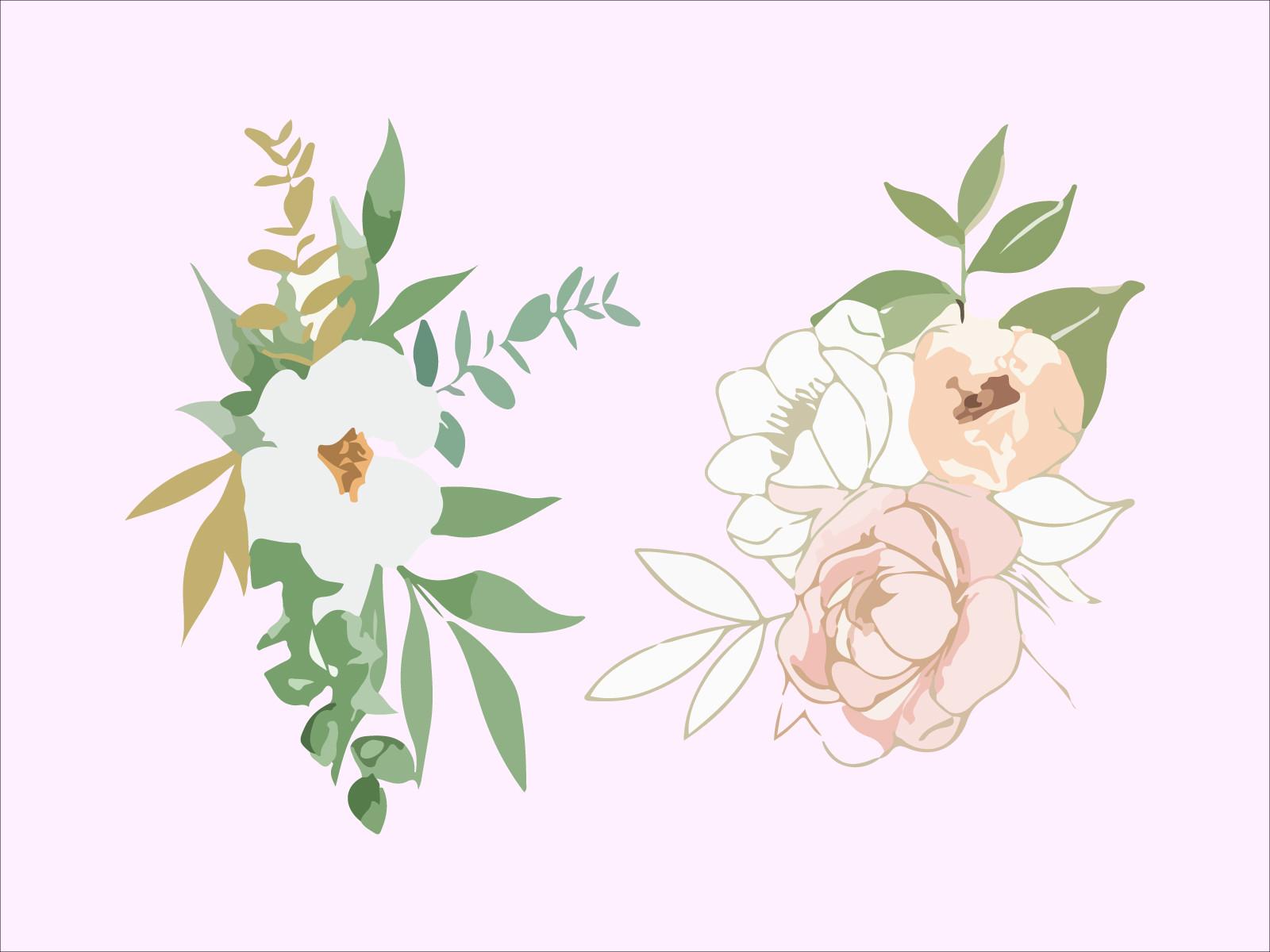 Watercolor Floral Clipart Vector Design