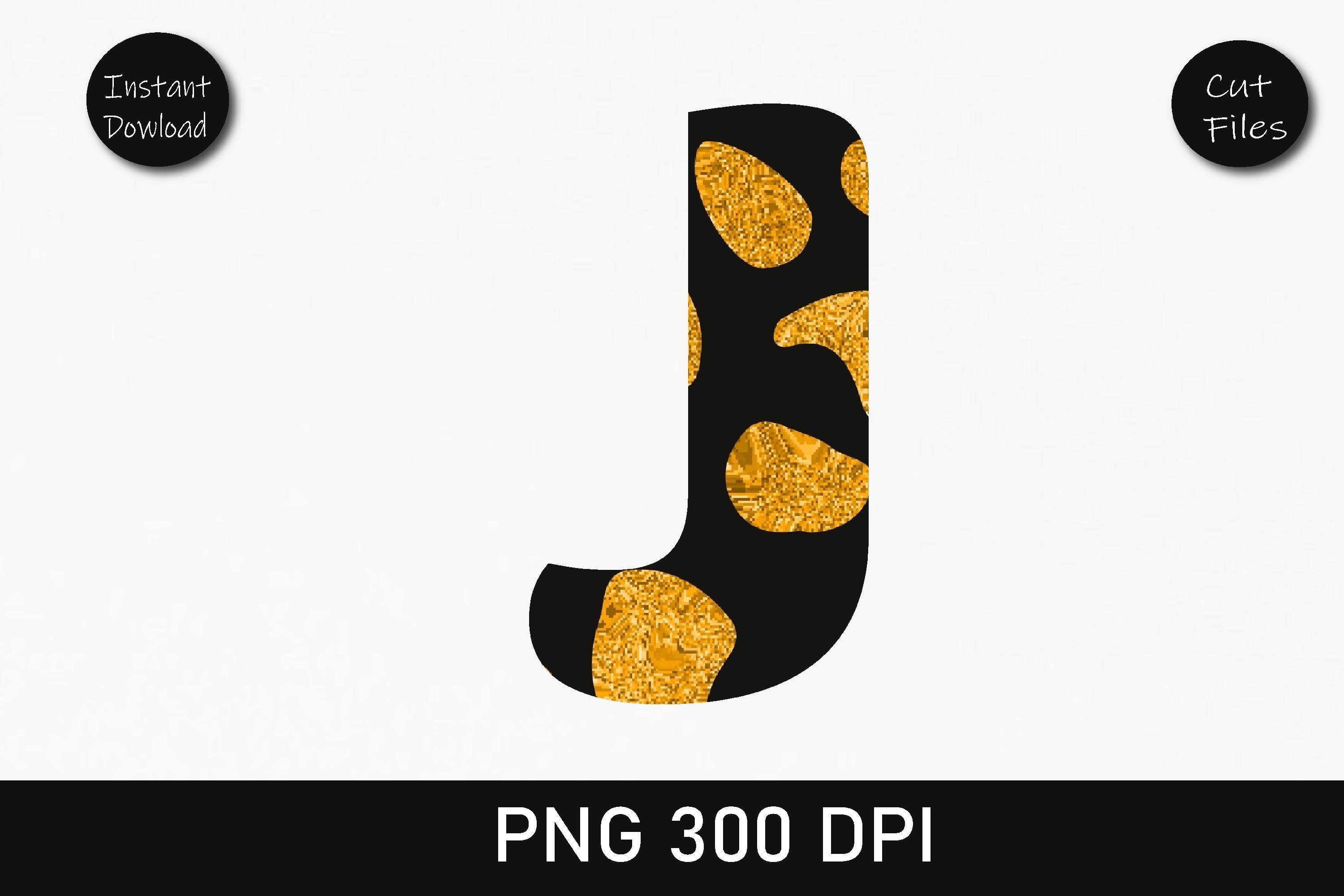 Orange Glitter Leopard Alphabet J