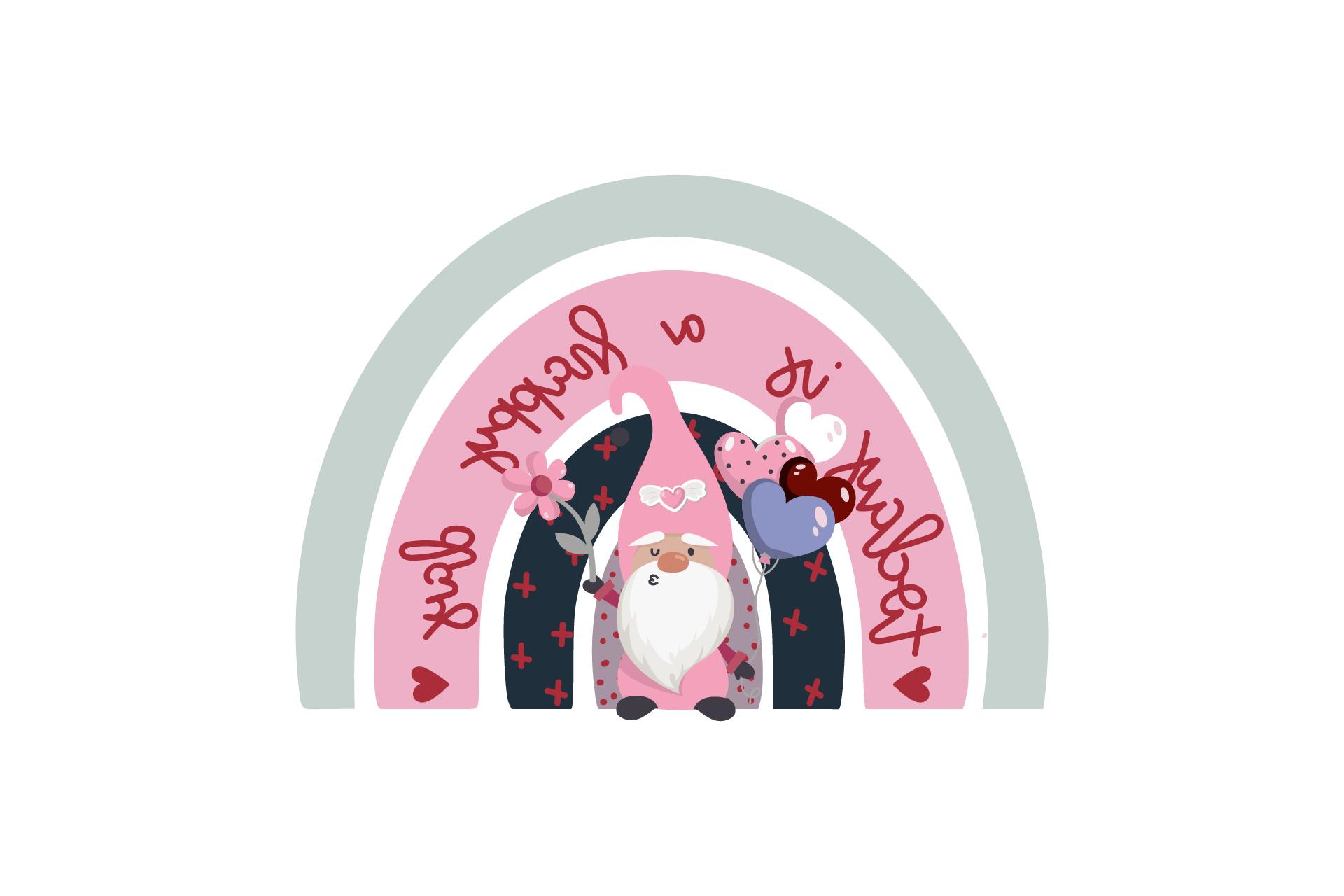 Gnome Valentine with Rainbow
