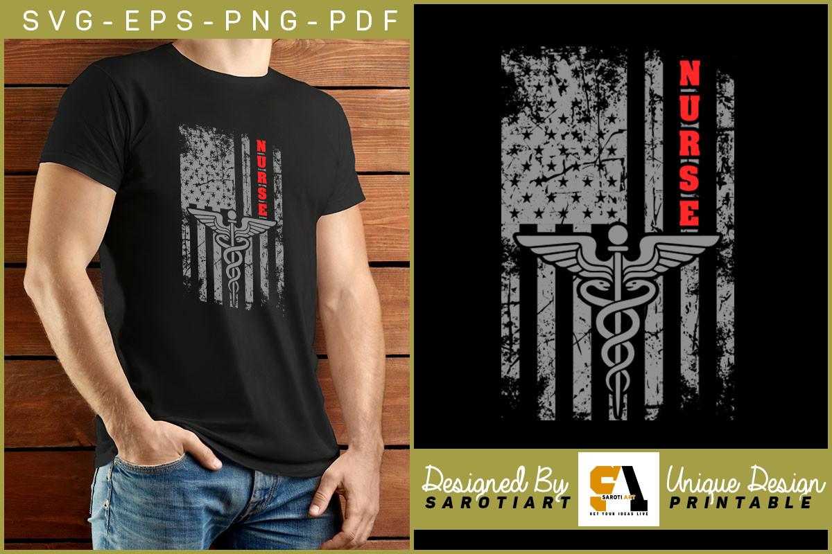 Nurse T-shirt Design USA Flag Vector