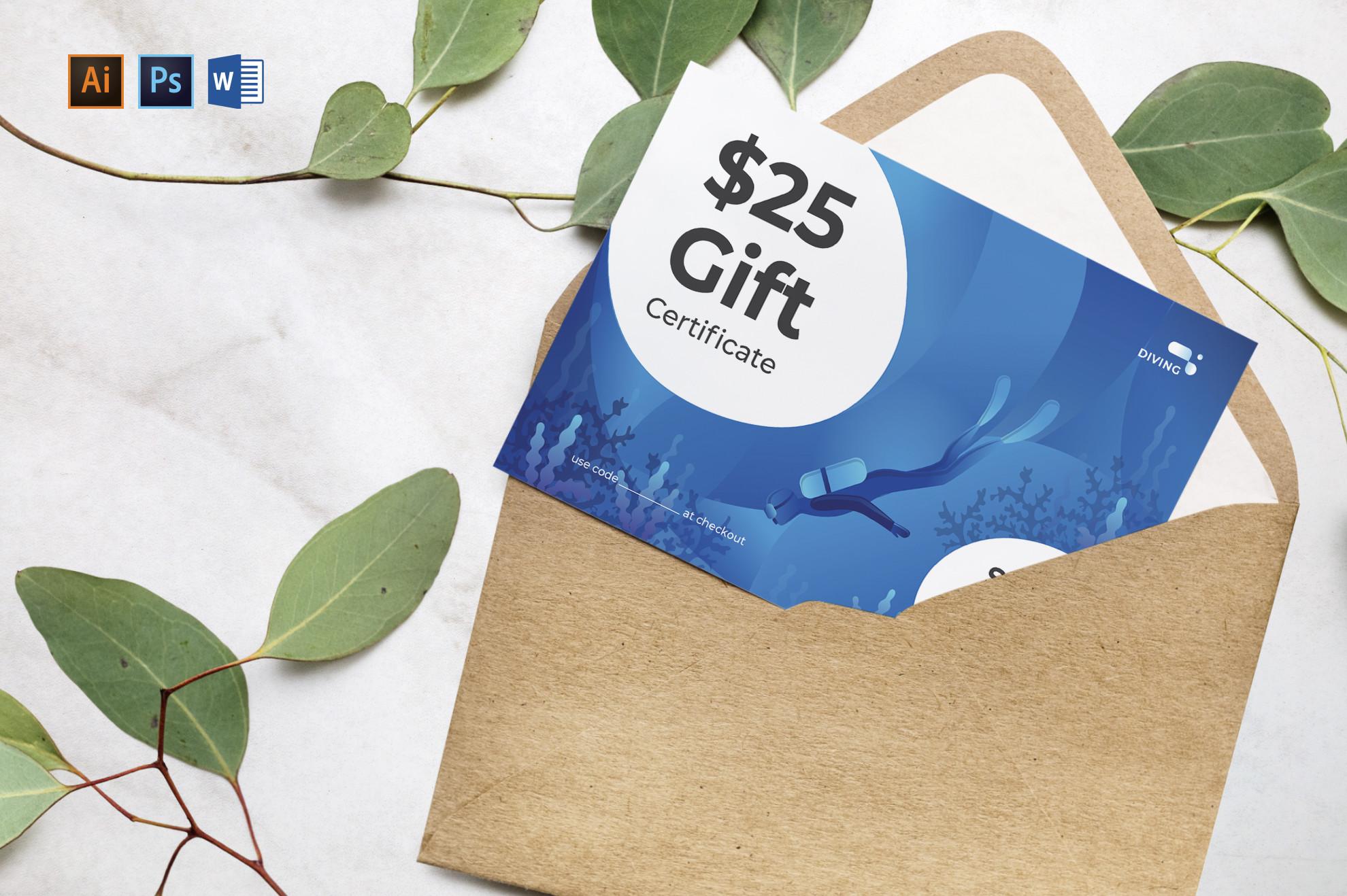 Diving School Gift Certificate