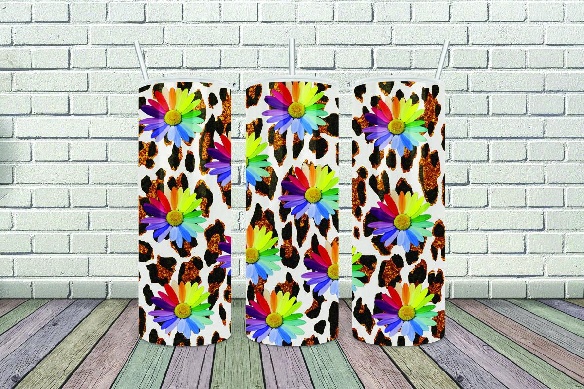 Leopard Flower Tumbler Design PNG
