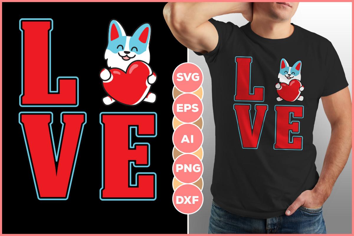 Love with Corgi Dog Design