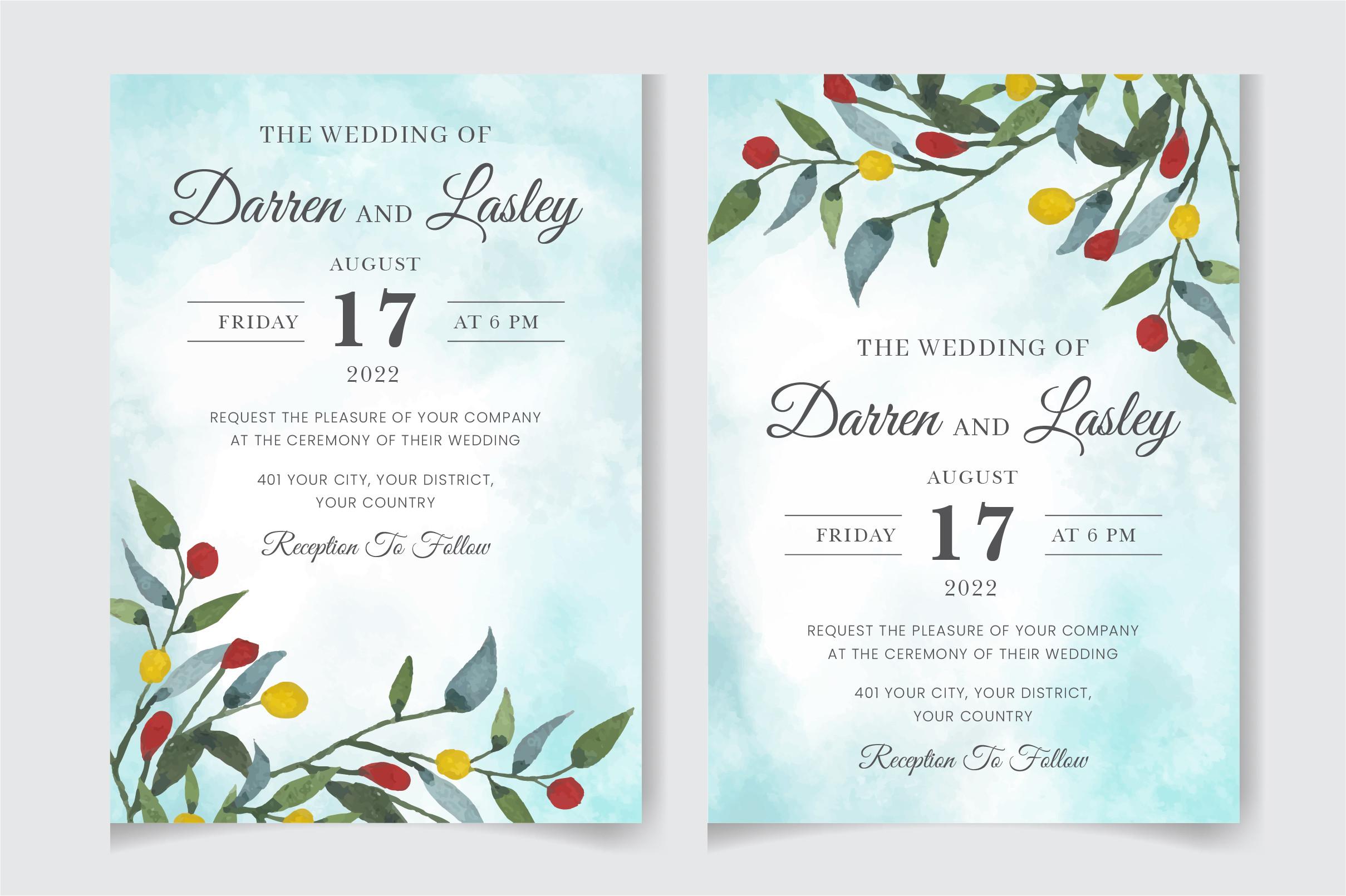 Watercolor Invitation Card Template 04