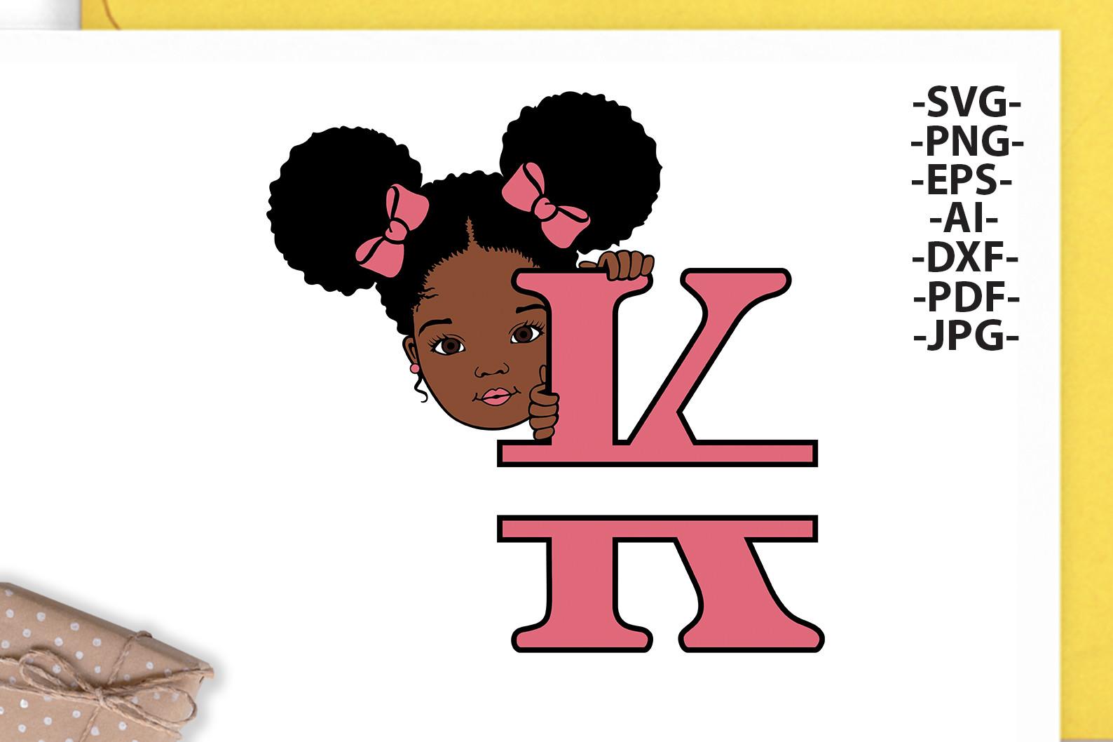 Afro Girl Svg Letter K,Alphabet Name Svg