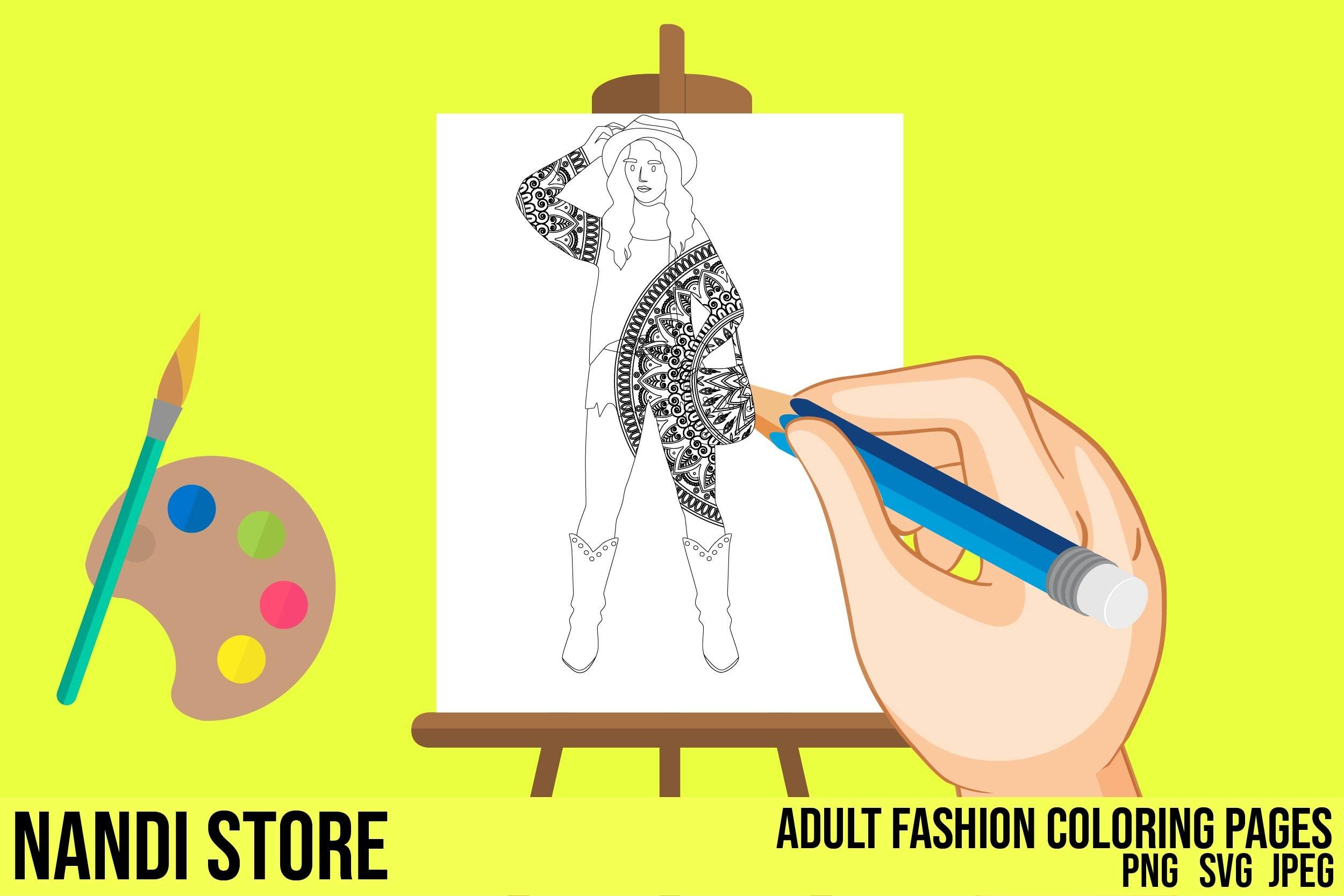 ADULT FASHION GIRL KDP COLORING PAGE