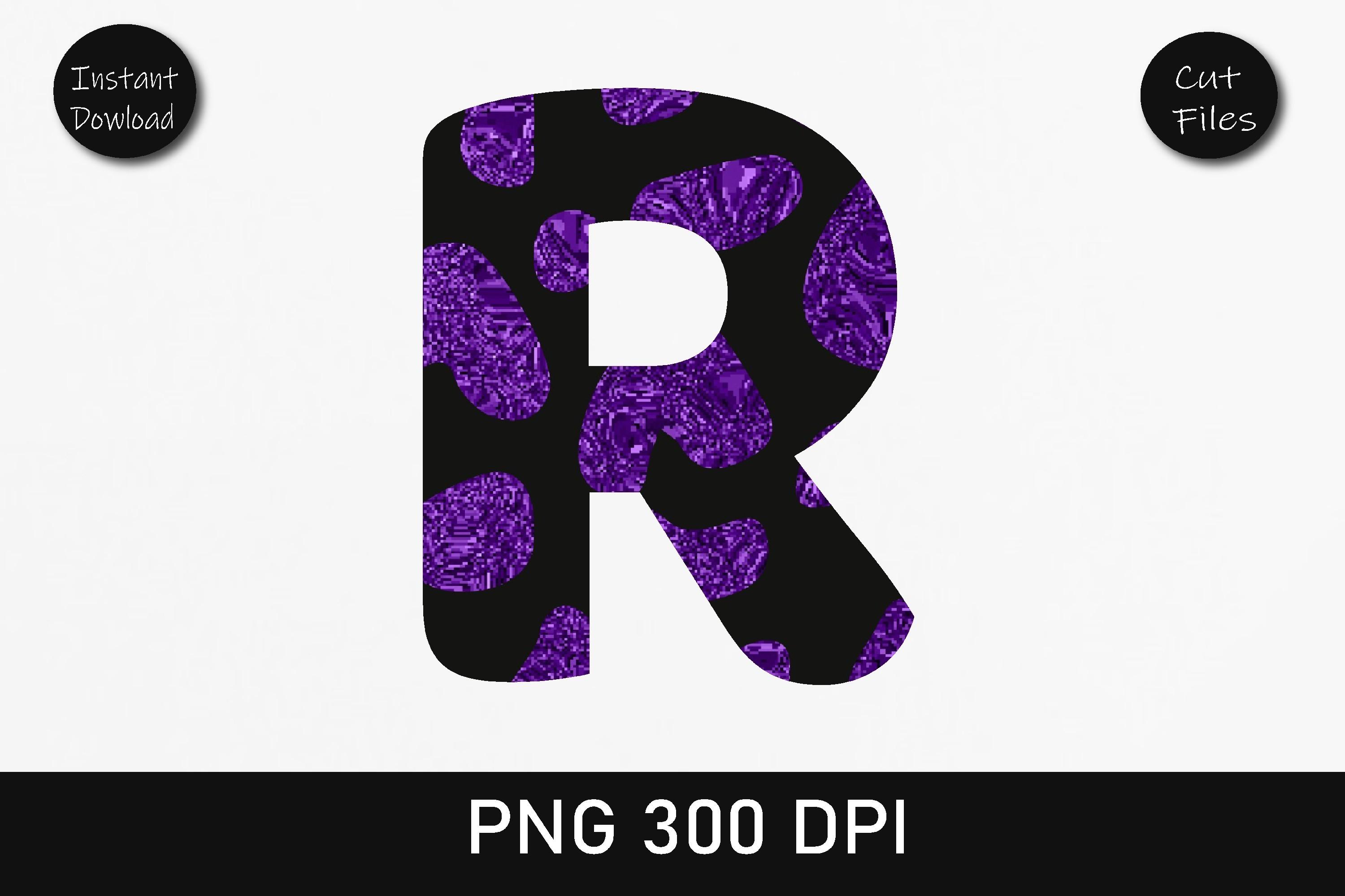 Indigo Glitter Leopard Alphabet R