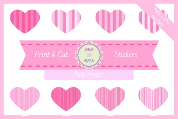 Cute Pink Hearts Printable Stickers