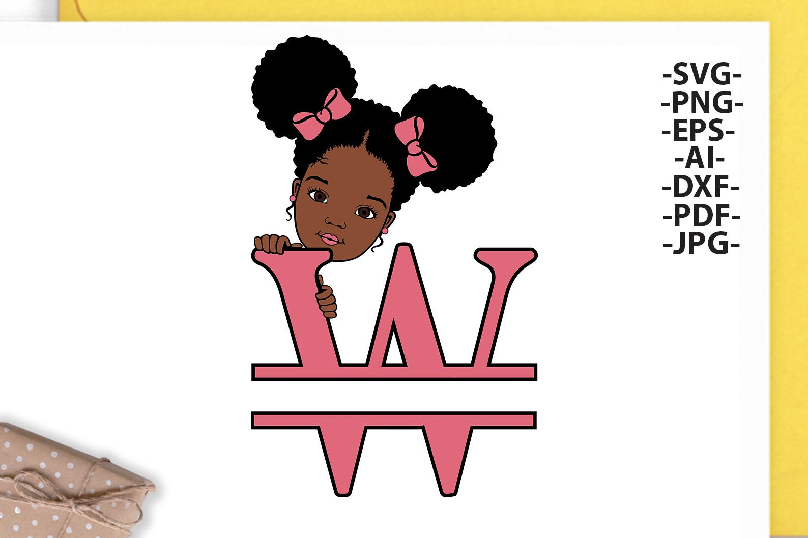 Afro Girl Svg Letter W,Alphabet Name Svg